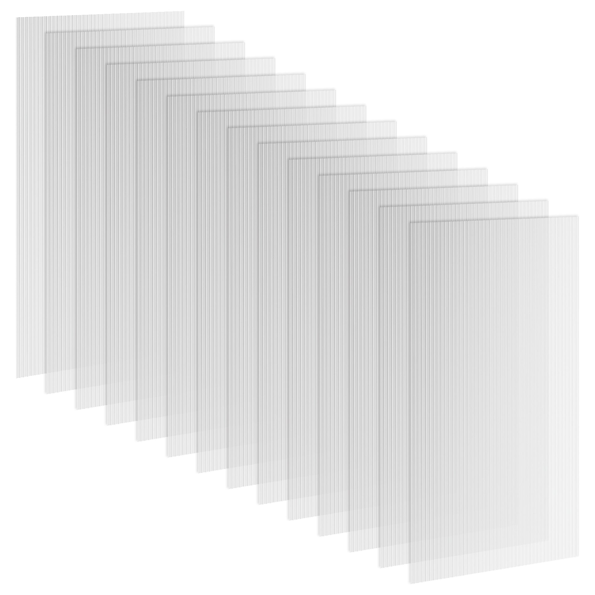 Outsunny 14 Pieces Polycarbonate Sheets, 121 x 61 x 0.4cm Twin-Wall Plastic Roofing Sheets, 10m² Replacement Greenhouse Panels, Waterproof and UV Protection, Clear - North Peak Garden Furniture