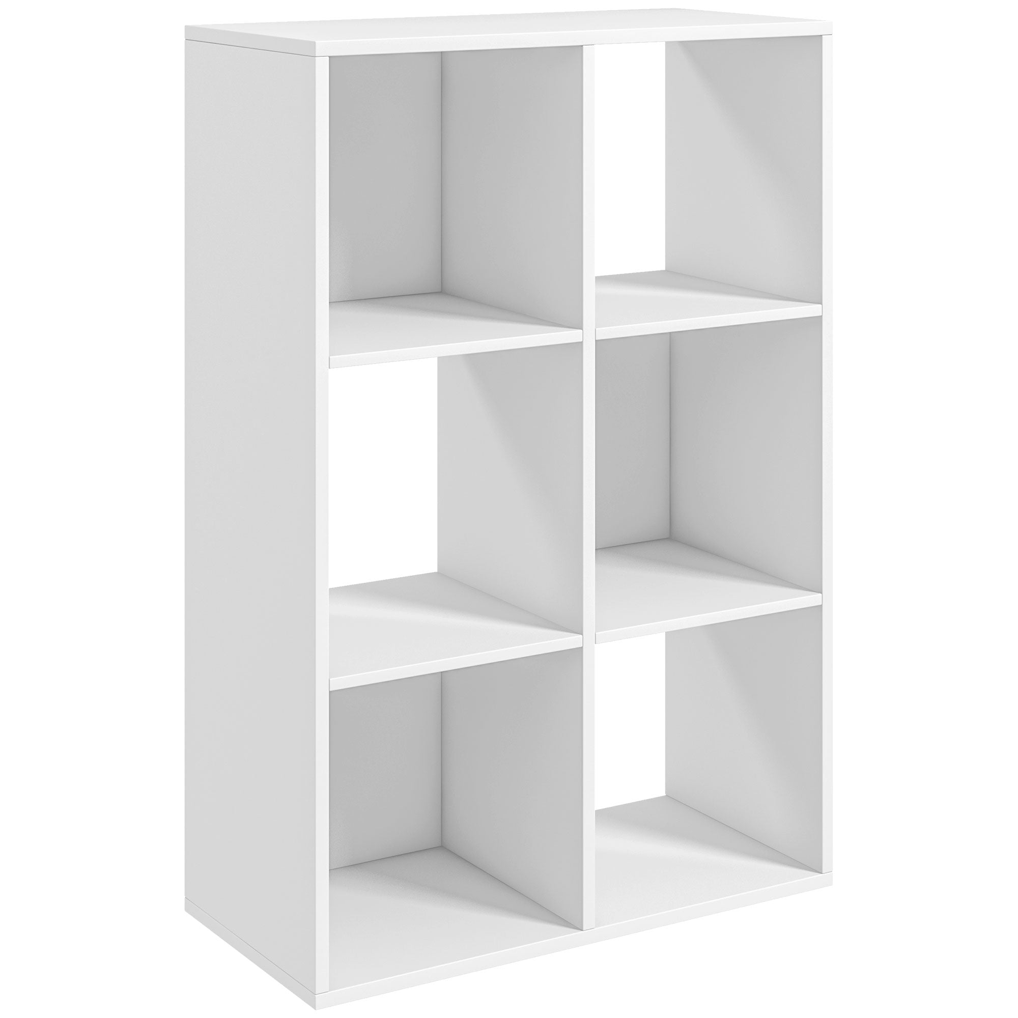 HOMCOM 3-tier 6 Cubes Storage Unit Particle Board Cabinet Bookcase Organiser Home Office Shelves White