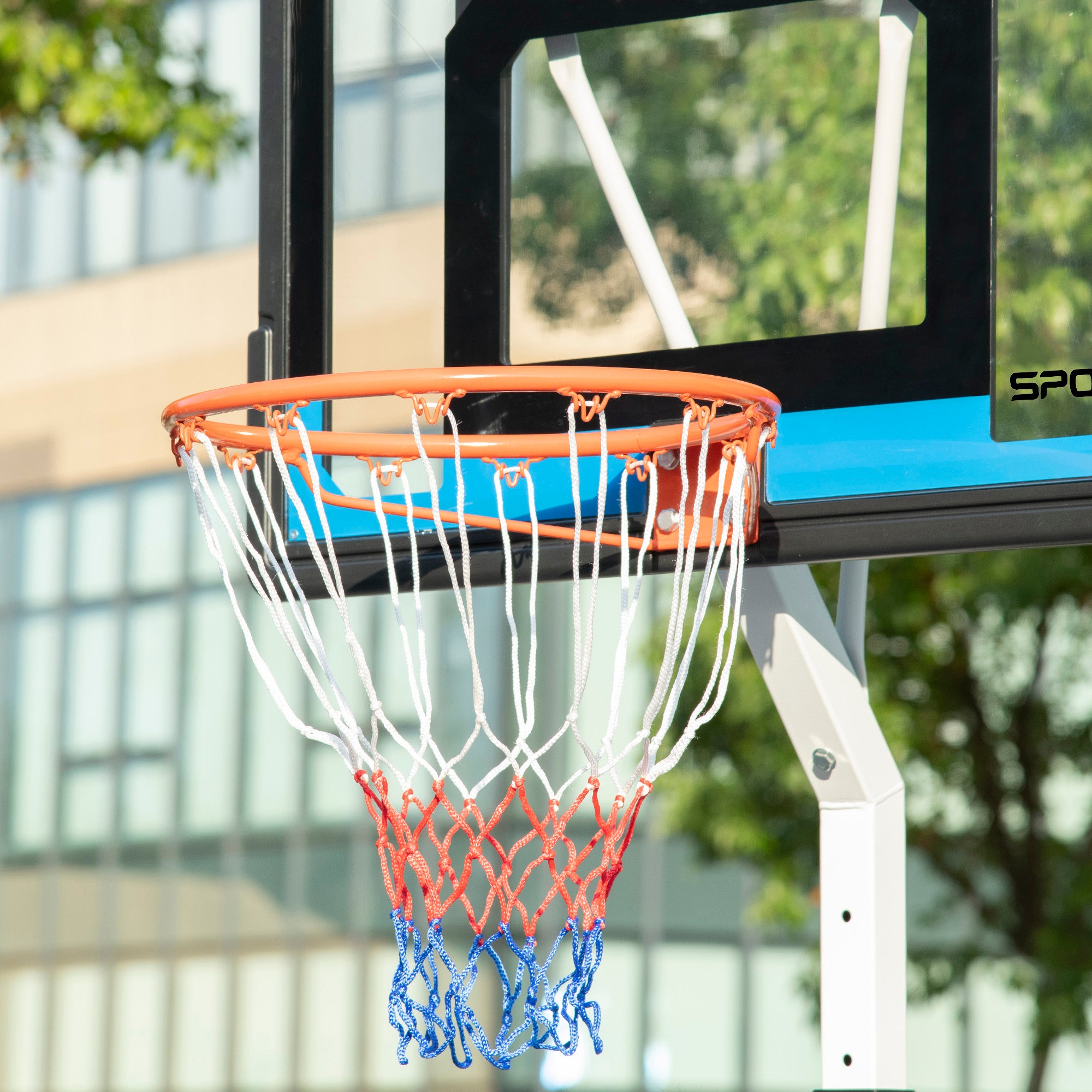 SPORTNOW 2.1-2.6m Adjustable Basketball Hoop and Basketball Stand w/ Backboard and Weighted Base, Portable on Wheels, White