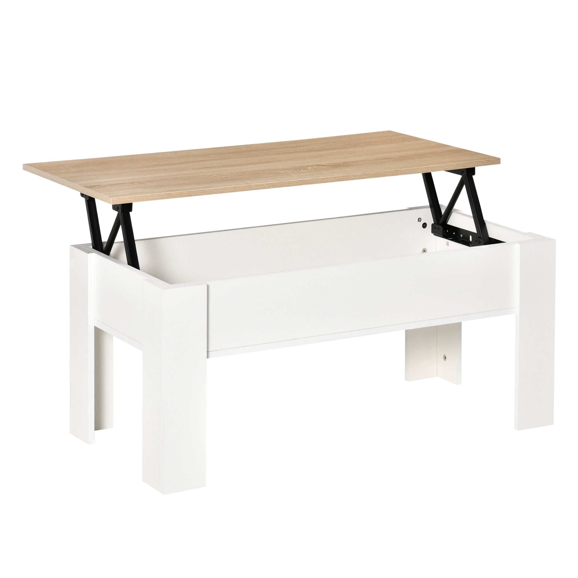 HOMCOM Lift Top Coffee Table with Hidden Storage Compartment, Lift Tabletop Pop-Up Center Table for Living Room - North Peak Garden Furniture