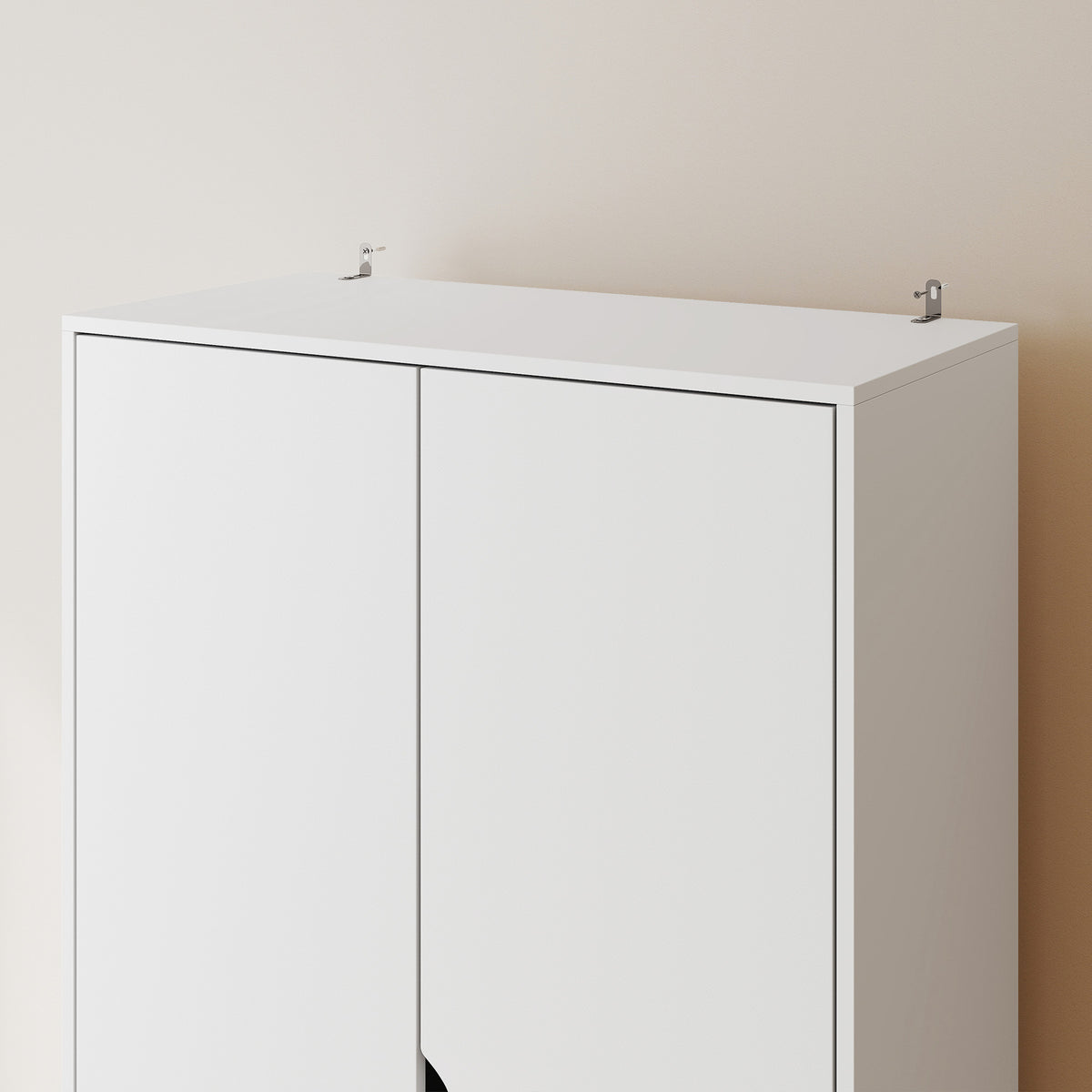 HOMCOM Elegant Home Storage Organisation Furniture, 2-Door Clothes Wardrobe with 2 Drawers, Wood Feet, White