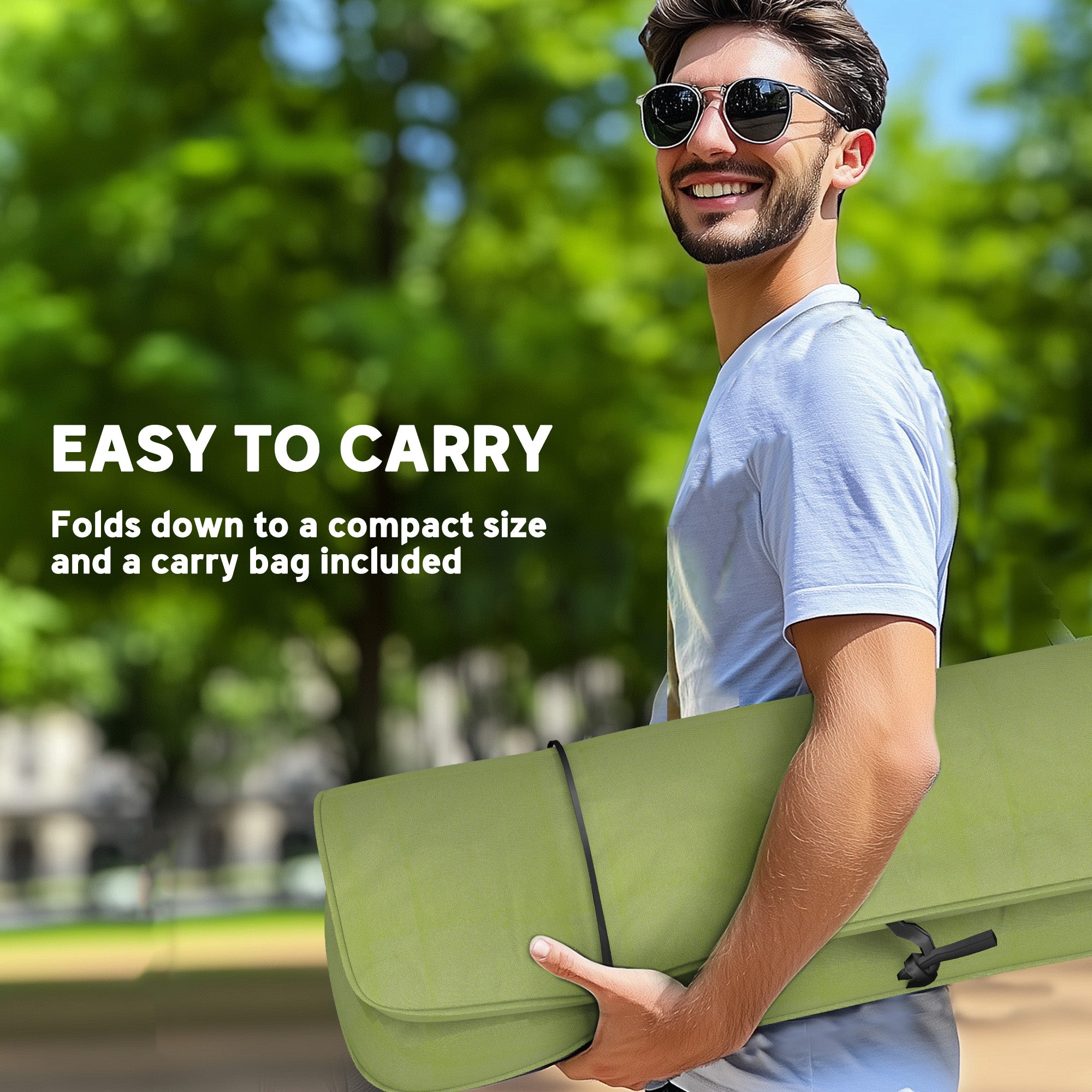 Outsunny Portable Camping Chair for Adults, High Back Folding Chair with Padded Seat and Carry Bag, Outdoor Recliner for Hiking, Fishing, Beach and Picnic, Green - North Peak Garden Furniture
