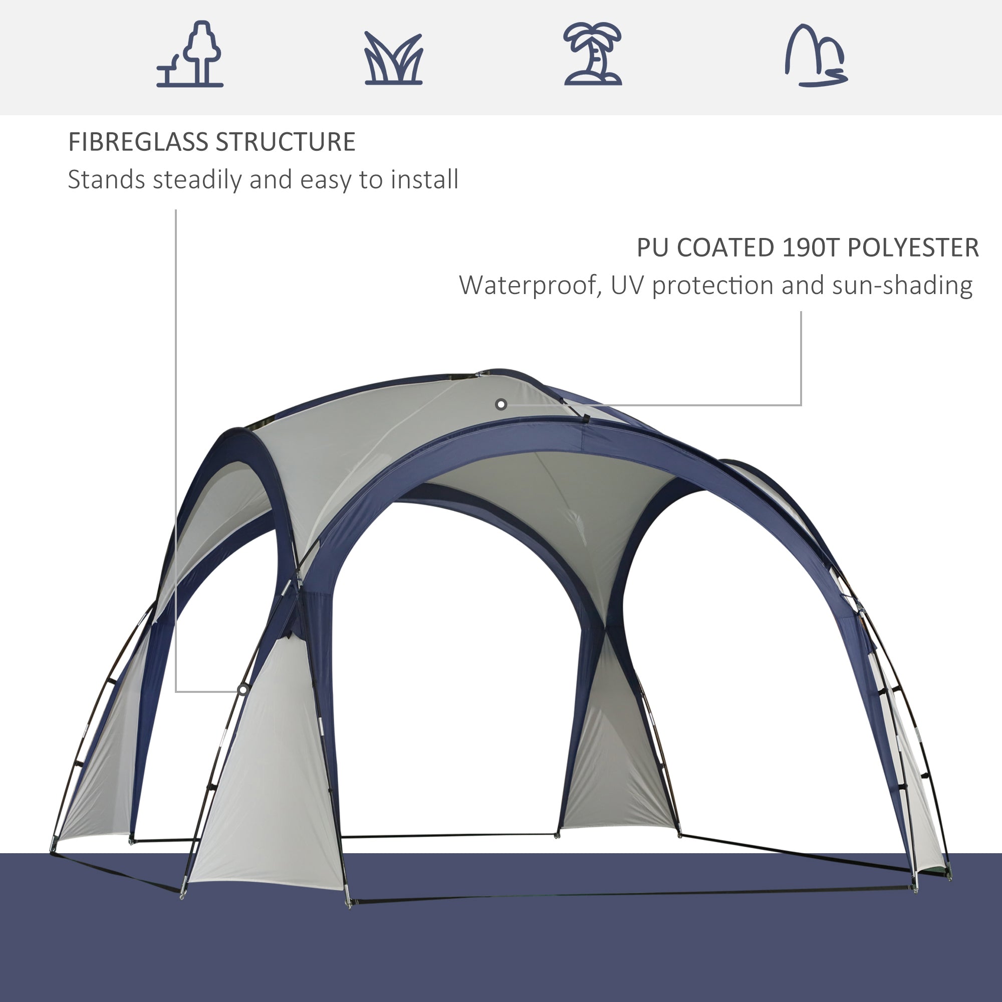 Outsunny Gazebo Party Tent, 3.5x3.5m-Cream/Blue - North Peak Garden Furniture