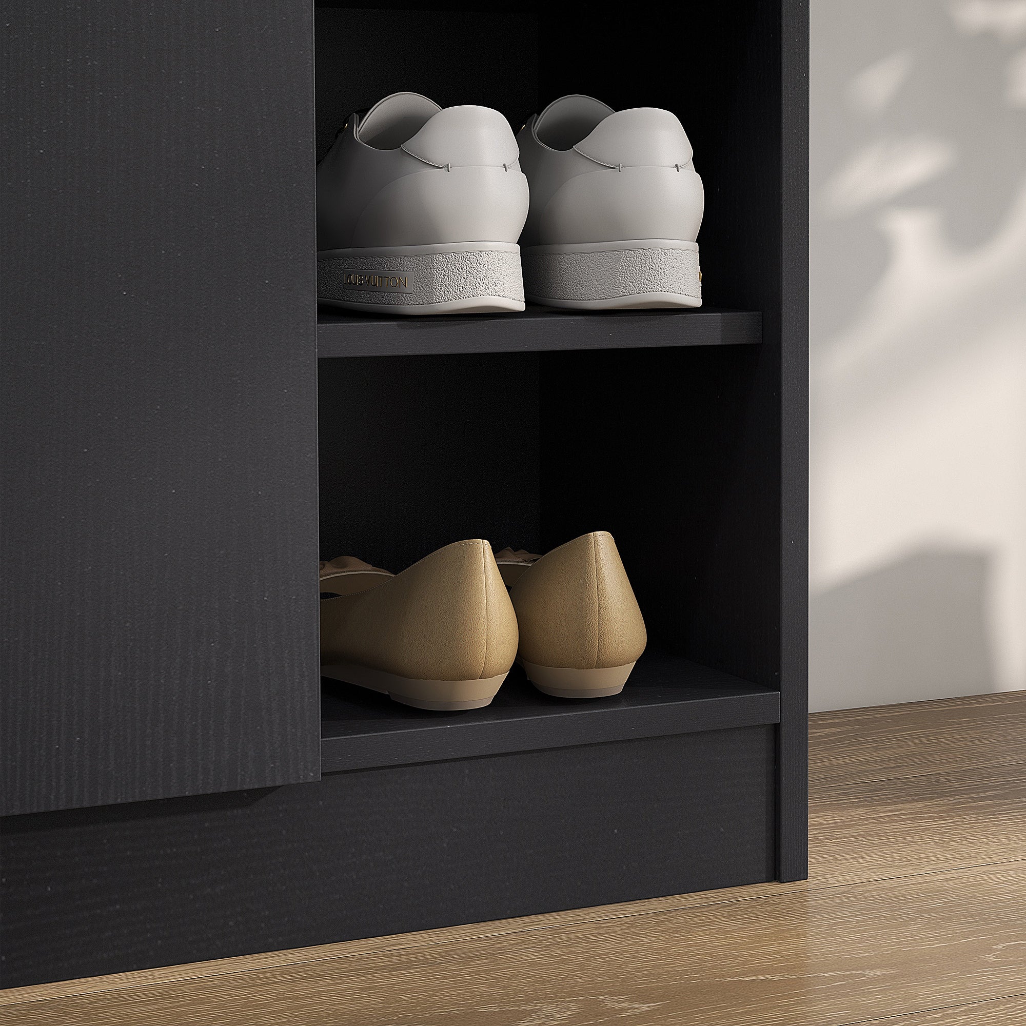 HOMCOM Shoe Storage Cabinet with Adjustable Shelves - Black - North Peak Garden Furniture