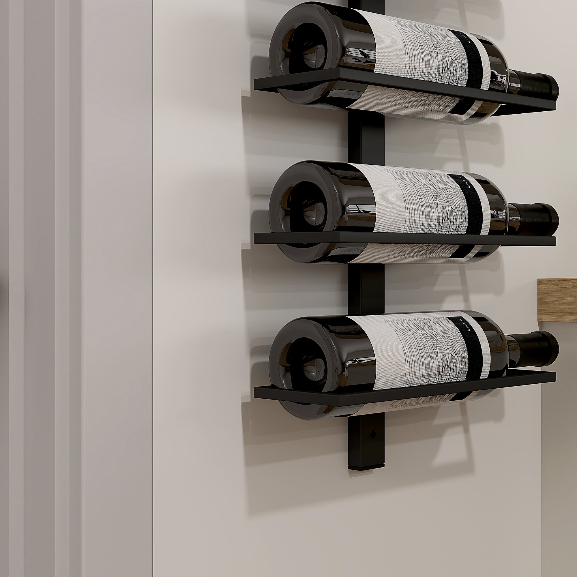 HOMCOM 10-Tier Wall Mount Wine Rack, Steel Wall Wine Rack for 10 Wine Bottles, Wall Wine Display Rack for Kitchen, Dining Room, Home Bar, Black - North Peak Garden Furniture