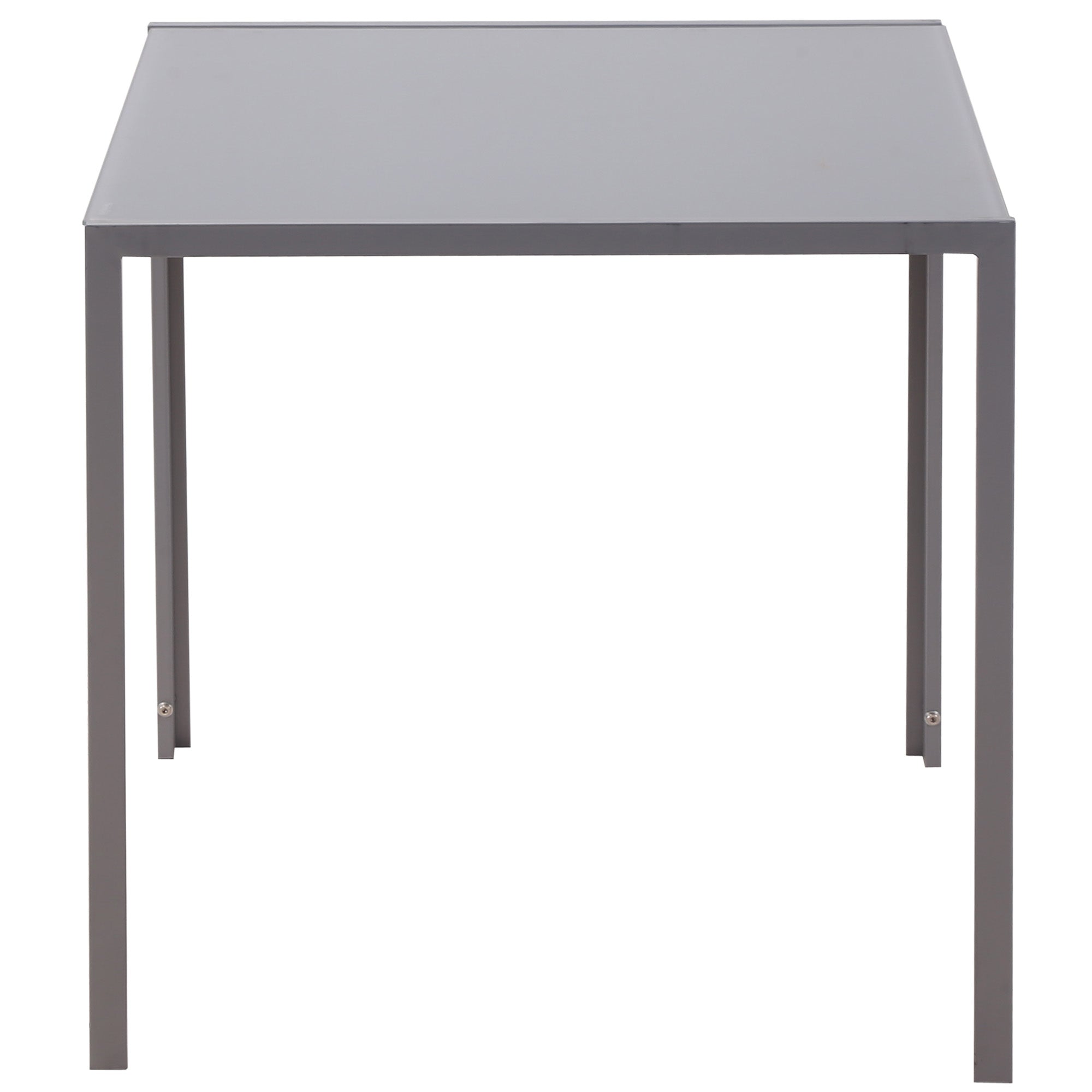 HOMCOM Modern Square Dining Table for 2-4 People, with Glass Top & Metal Legs for Dining Room, Living Room, Grey - North Peak Garden Furniture