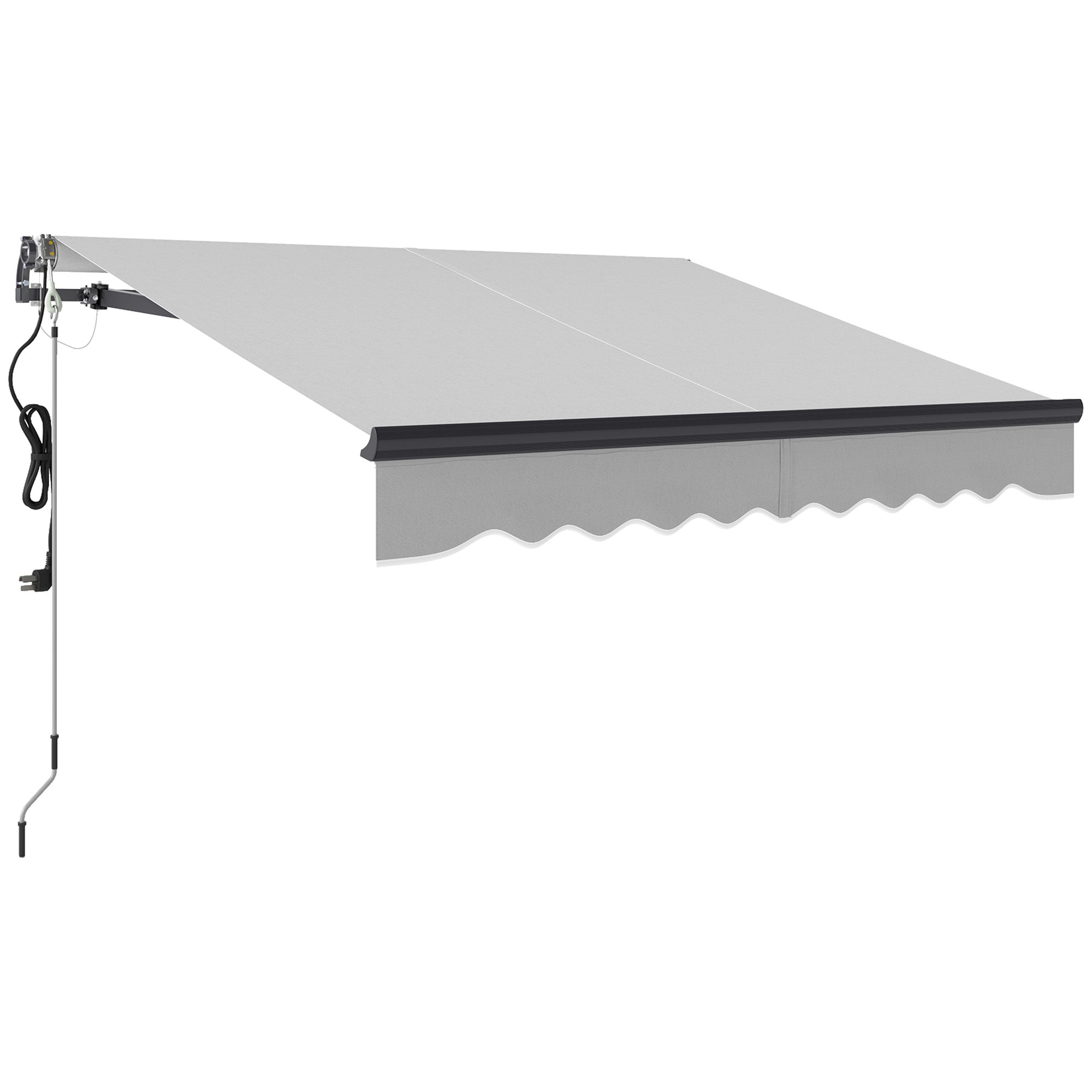 Outsunny 2.5 x 2m Electric Awning with Remote Controller, Aluminium Frame DIY Retractable Awning, UV30+ Sun Shade Canopy for Garden Patio Deck Door Window, Light Grey - North Peak Garden Furniture