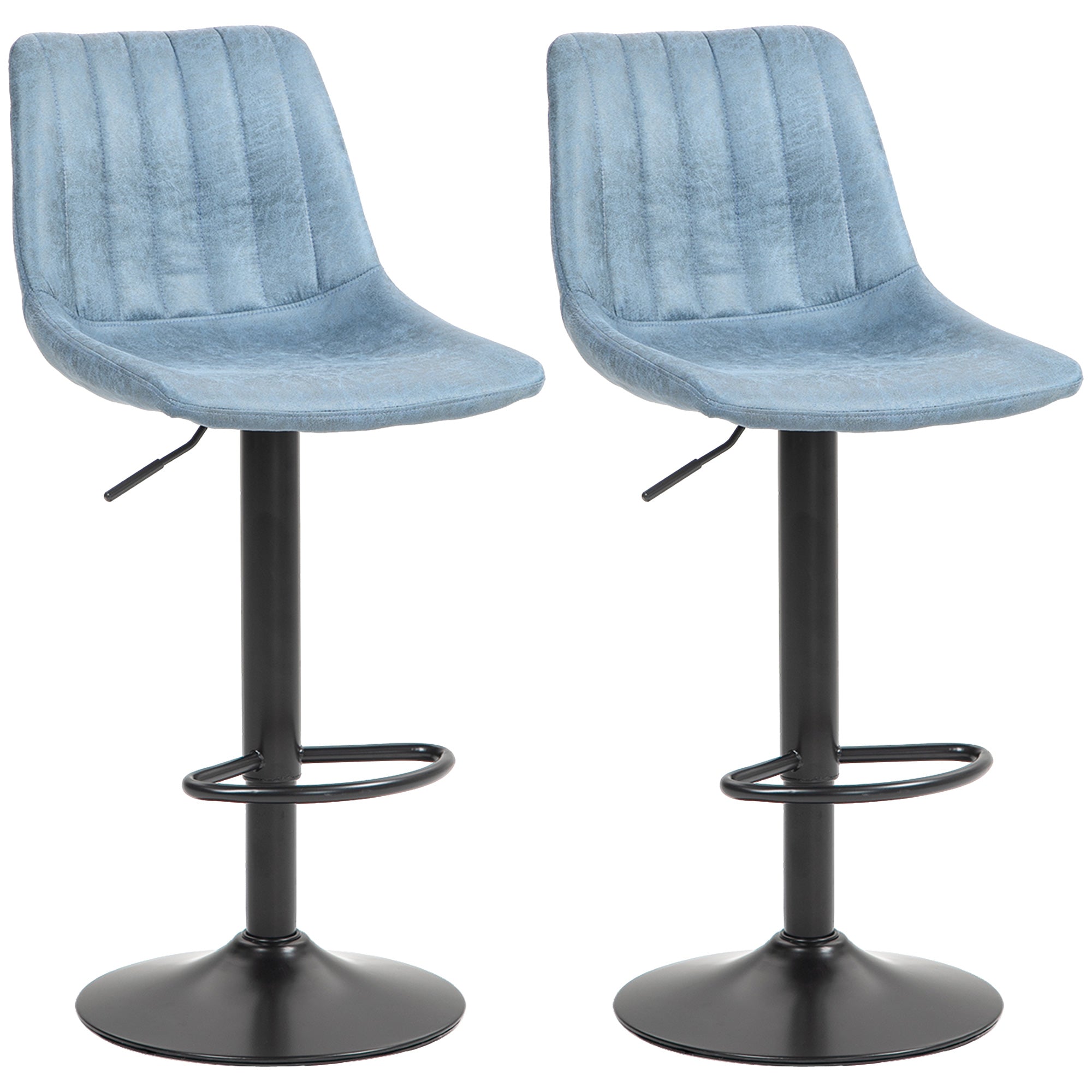 HOMCOM Set of Two Retro Tub Bar Stools - Blue - North Peak Garden Furniture