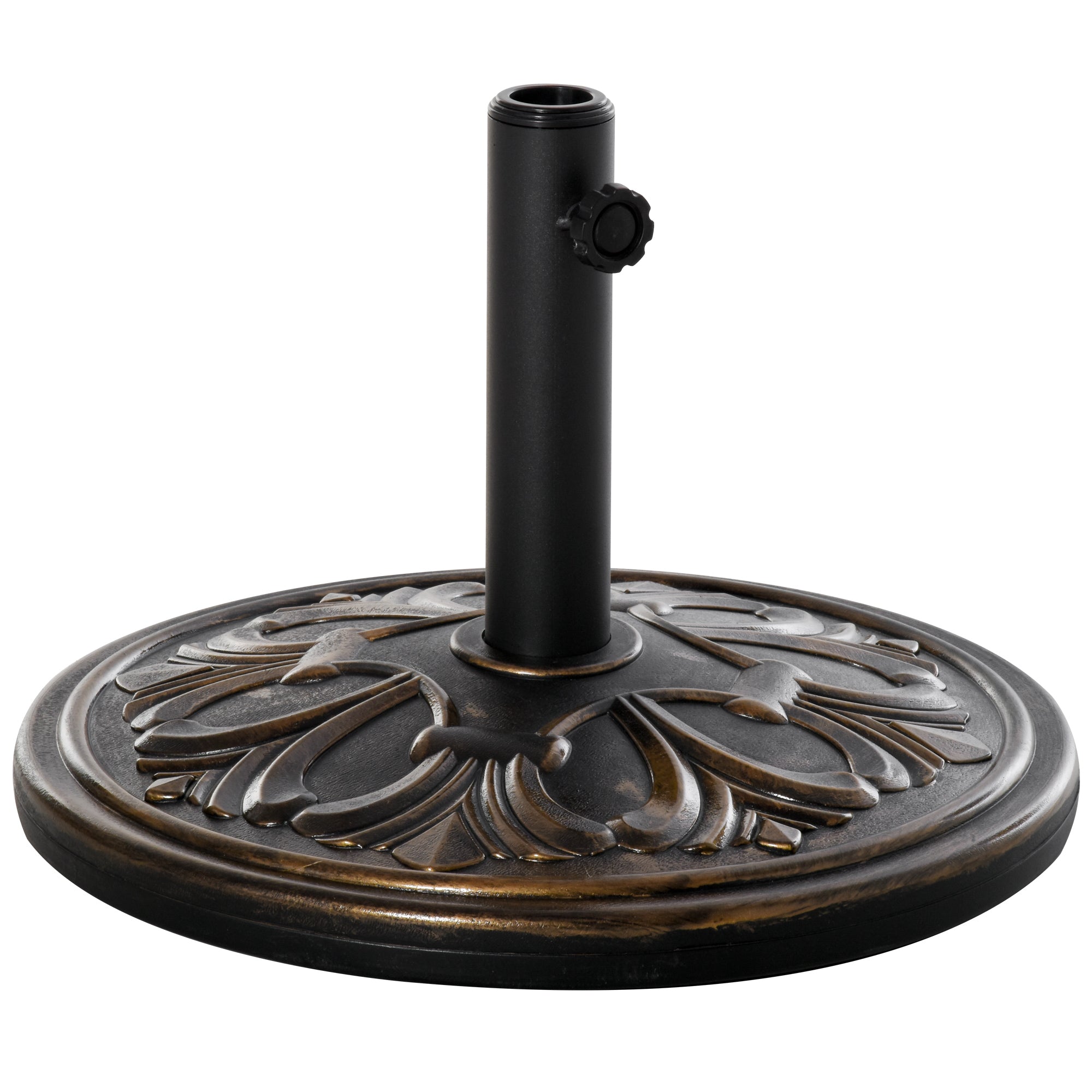 Outsunny 13kg Round Umbrella Base Outdoor Parasol Base Weight Stand Holder for Outdoor Garden Bronze Tone - North Peak Garden Furniture
