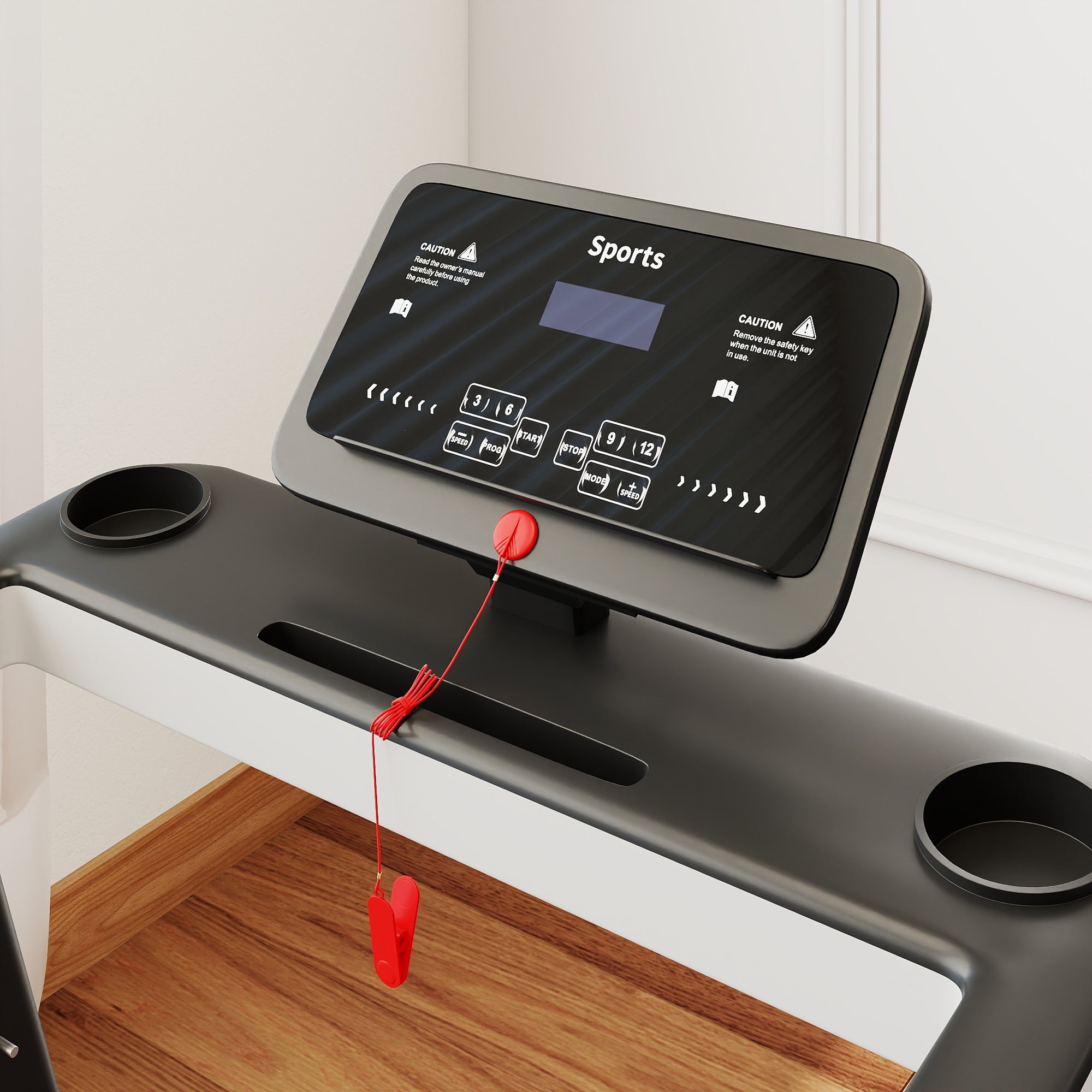 HOMCOM Folding Treadmill for Home Motorised Running Machine w/ LCD Display Black