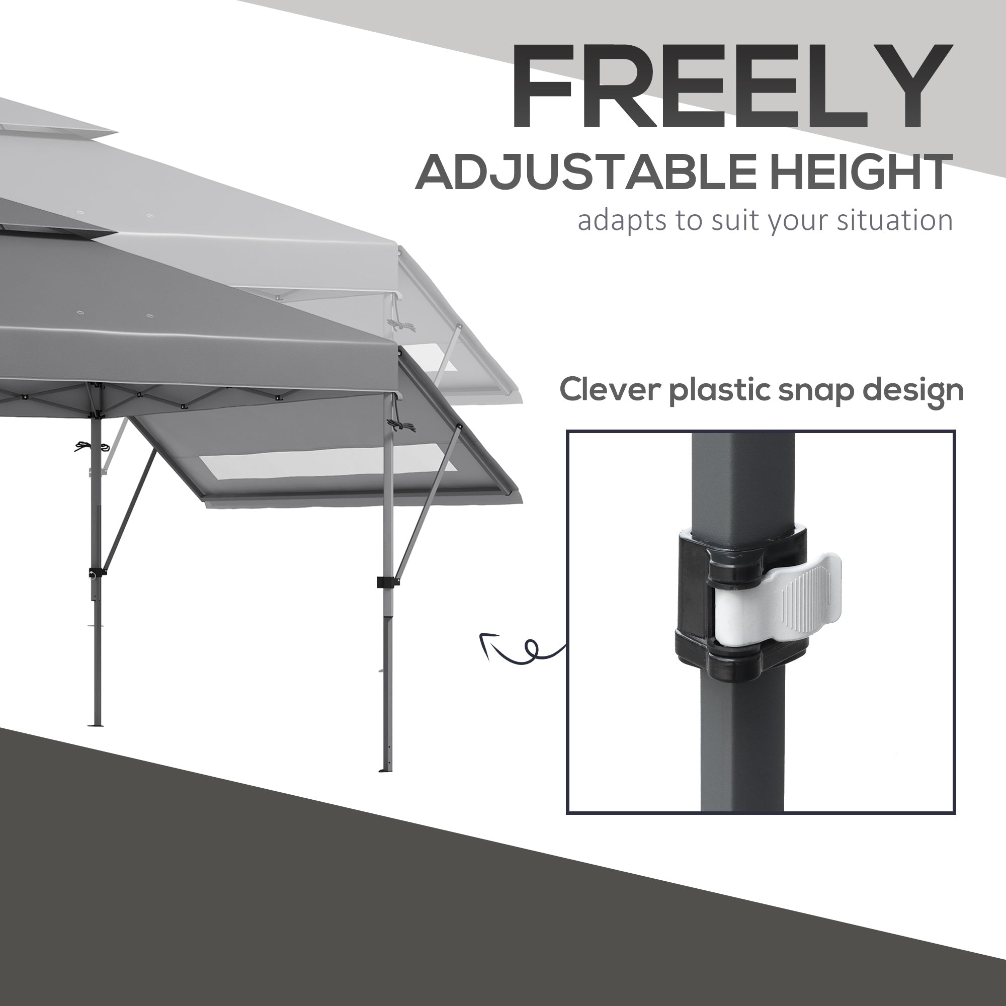 Outsunny 5 x 3m Height Adjustable Pop-Up Gazebo, with Accessories - Grey - North Peak Garden Furniture