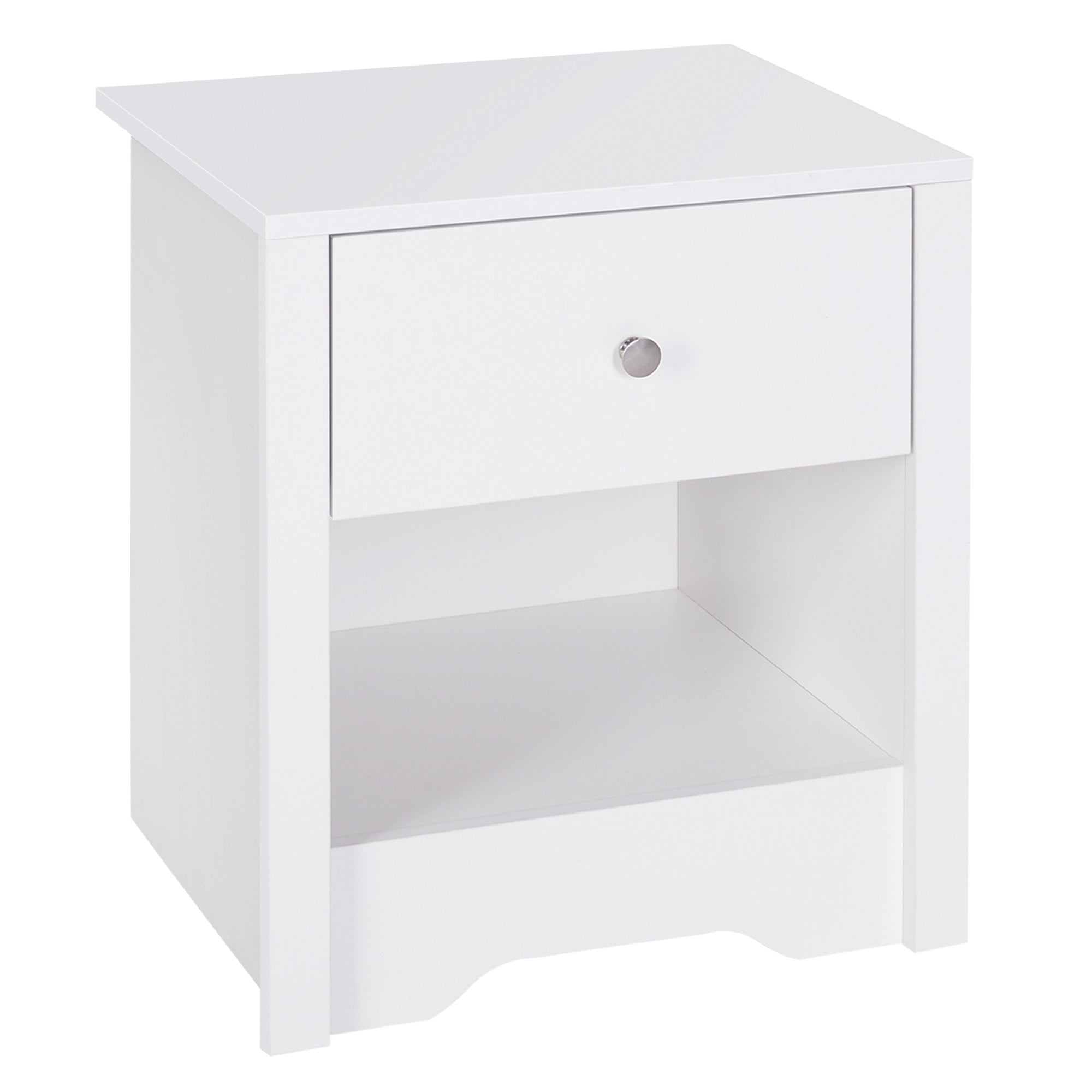 HOMCOM Solid Wood Bedside Cabinet with Drawer and Shelf, Nightstand Chest for Bedroom Furniture, White