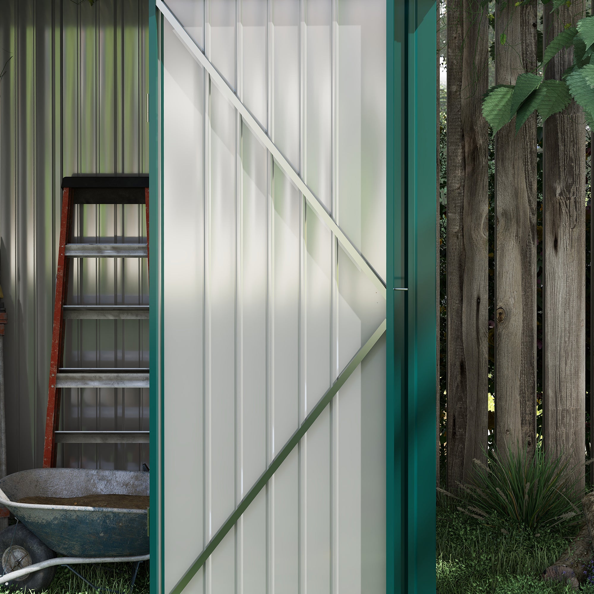 Outsunny Outdoor Storage Shed, Garden Metal Storage Shed w/ Single Door for Garden, Patio, 5.3ft x 3.1ft, Green - North Peak Garden Furniture