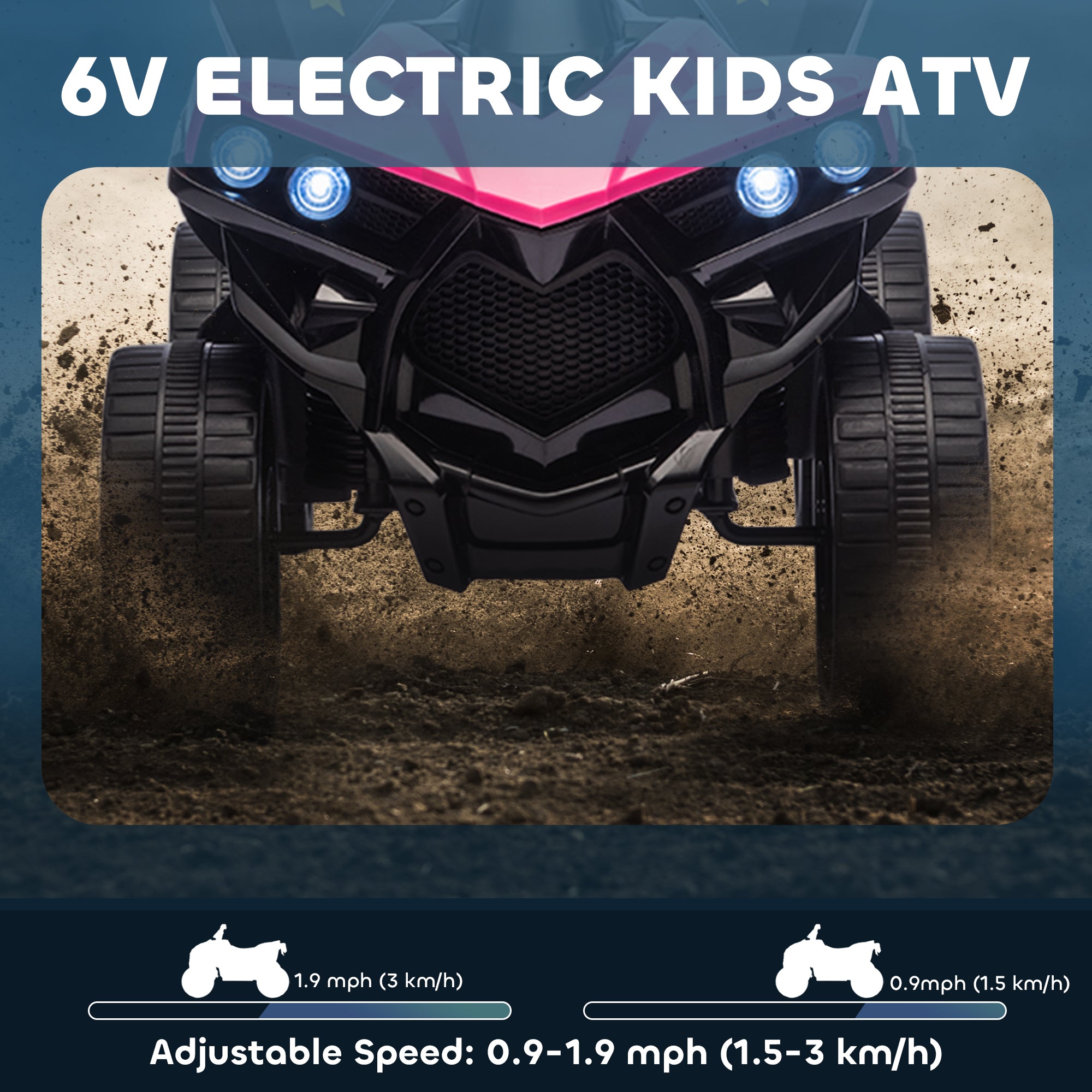 AIYAPLAY 6V Kids ATV, 4 Wheeler Electric Ride on Car with Music and LED Headlights, for Ages 3-6 Years Boys and Girls, Pink