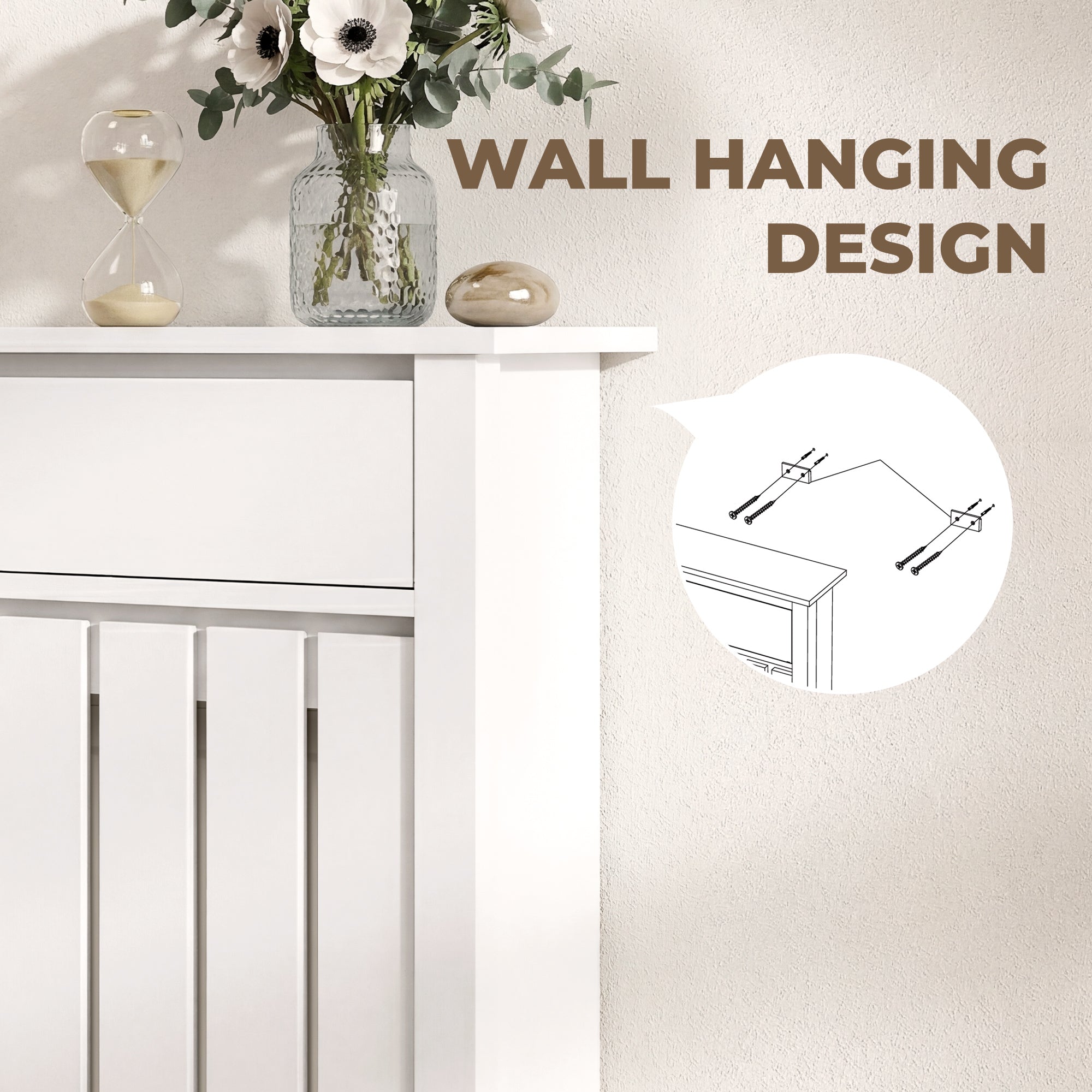 HOMCOM 93 x 88.5cm Rustic-Look Radiator Cover - White