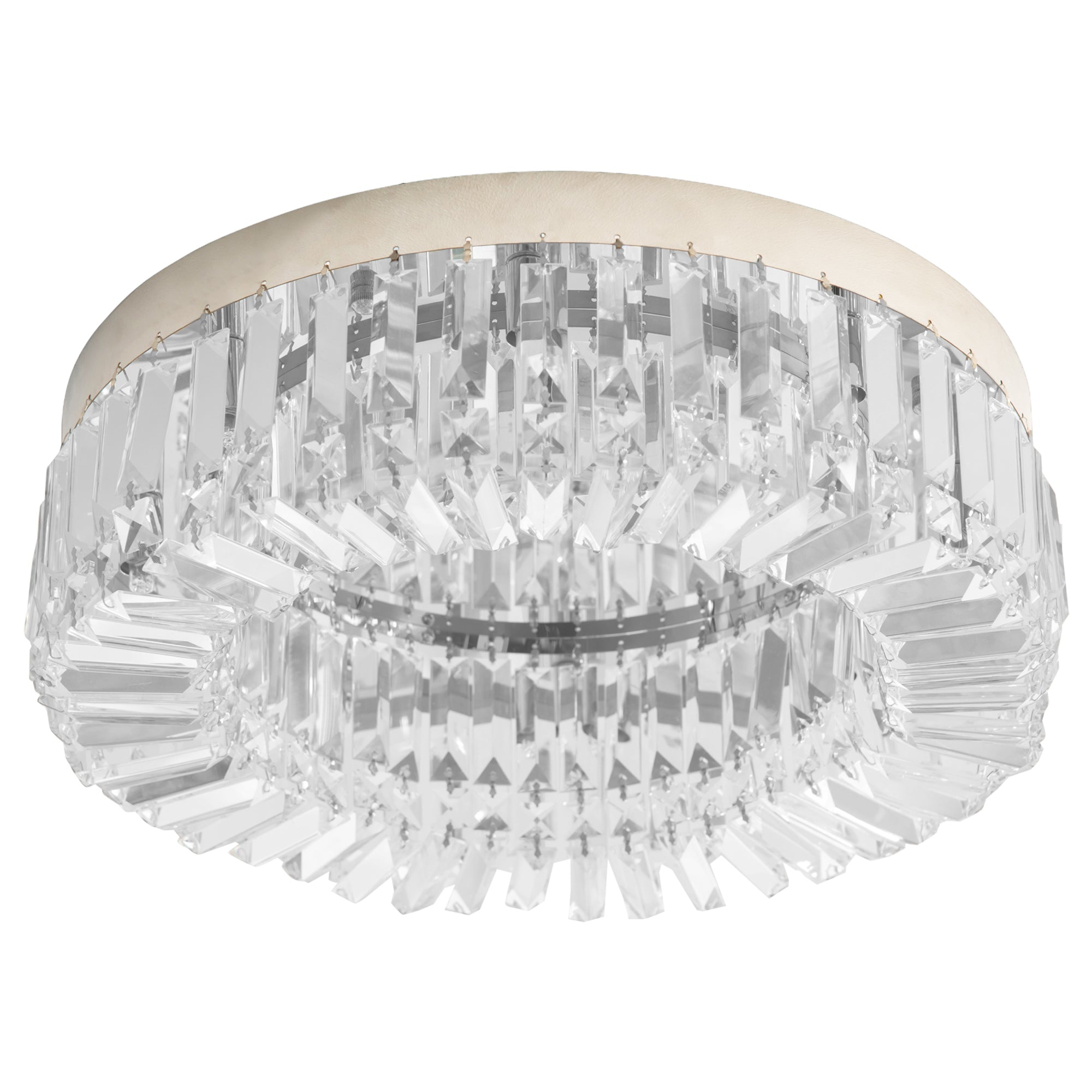 HOMCOM Crystal Ceiling Light Modern Chandeliers Stainless Steel Pendant Lights with Crystal Decorations for Living Room Bedroom Dining Room Hall Silver