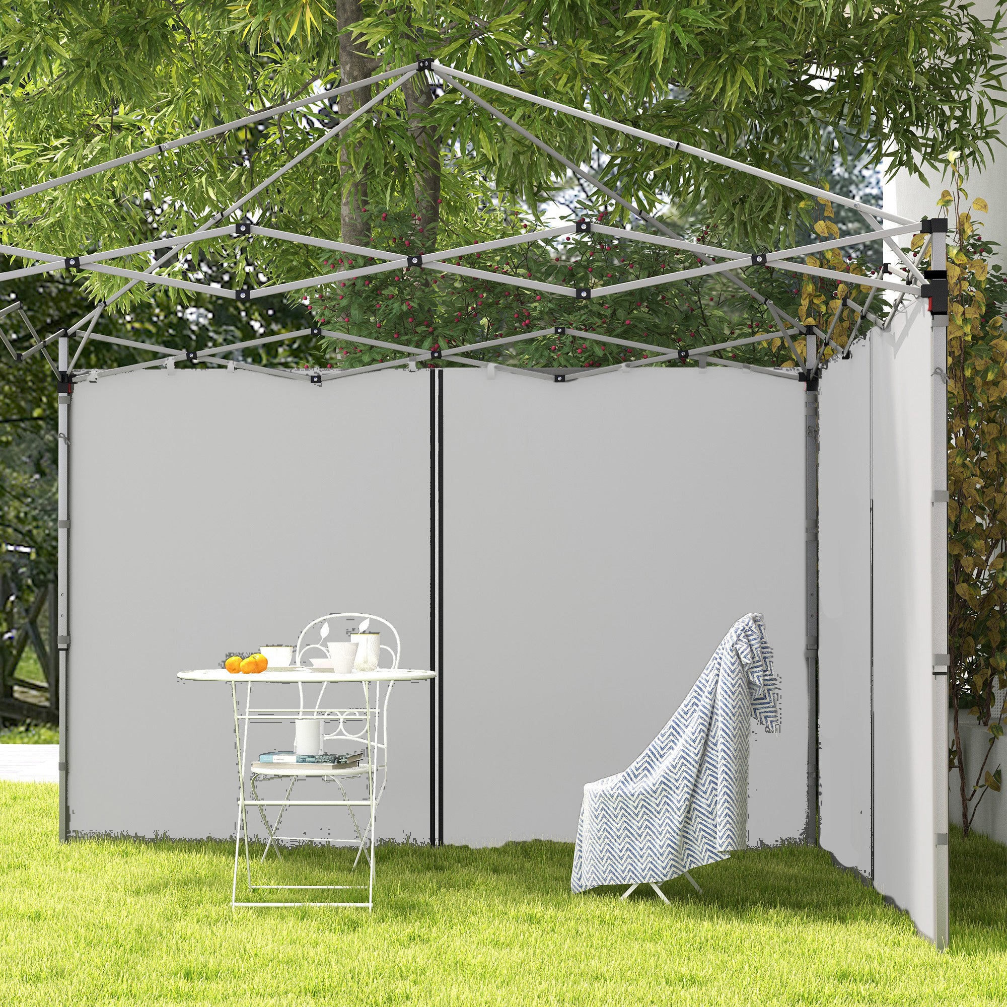 Outsunny Set of Two 3 x 3(m) Replacement Zipped Gazebo Walls - Grey - North Peak Garden Furniture