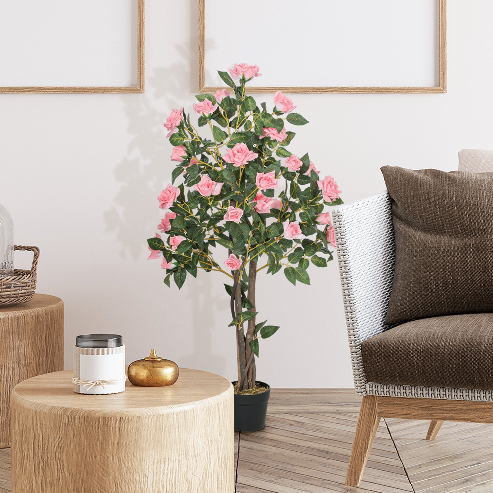 HOMCOM Set of Two Faux Rose Plants, with Pots - North Peak Garden Furniture
