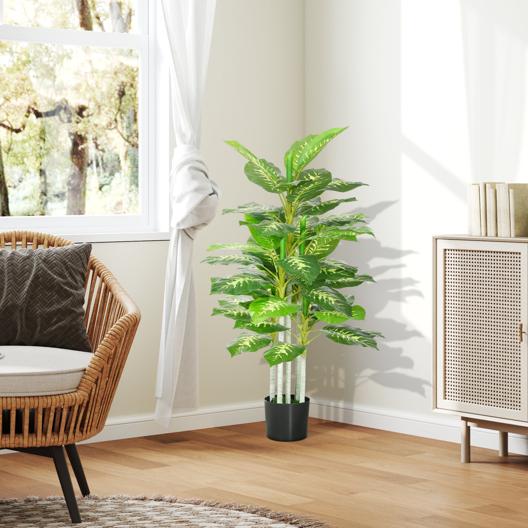 HOMCOM Artificial Evergreen Tree Fake Decorative Plant in Nursery Pot for Indoor Outdoor Decor, 120cm - North Peak Garden Furniture