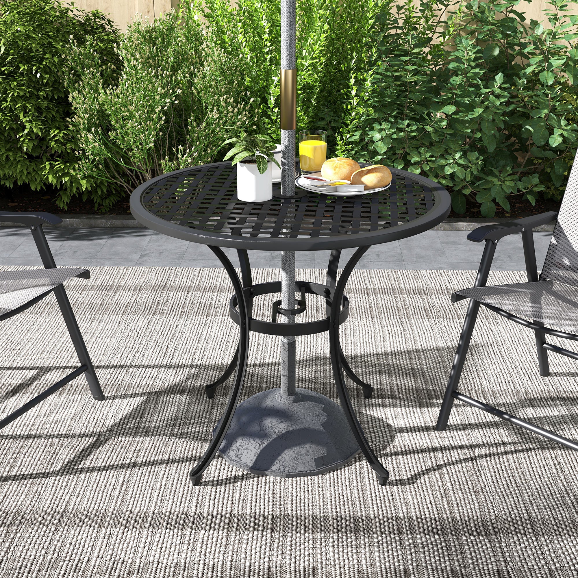 Outsunny Round Aluminium Table, with ⌀50mm Parasol Hole - North Peak Garden Furniture