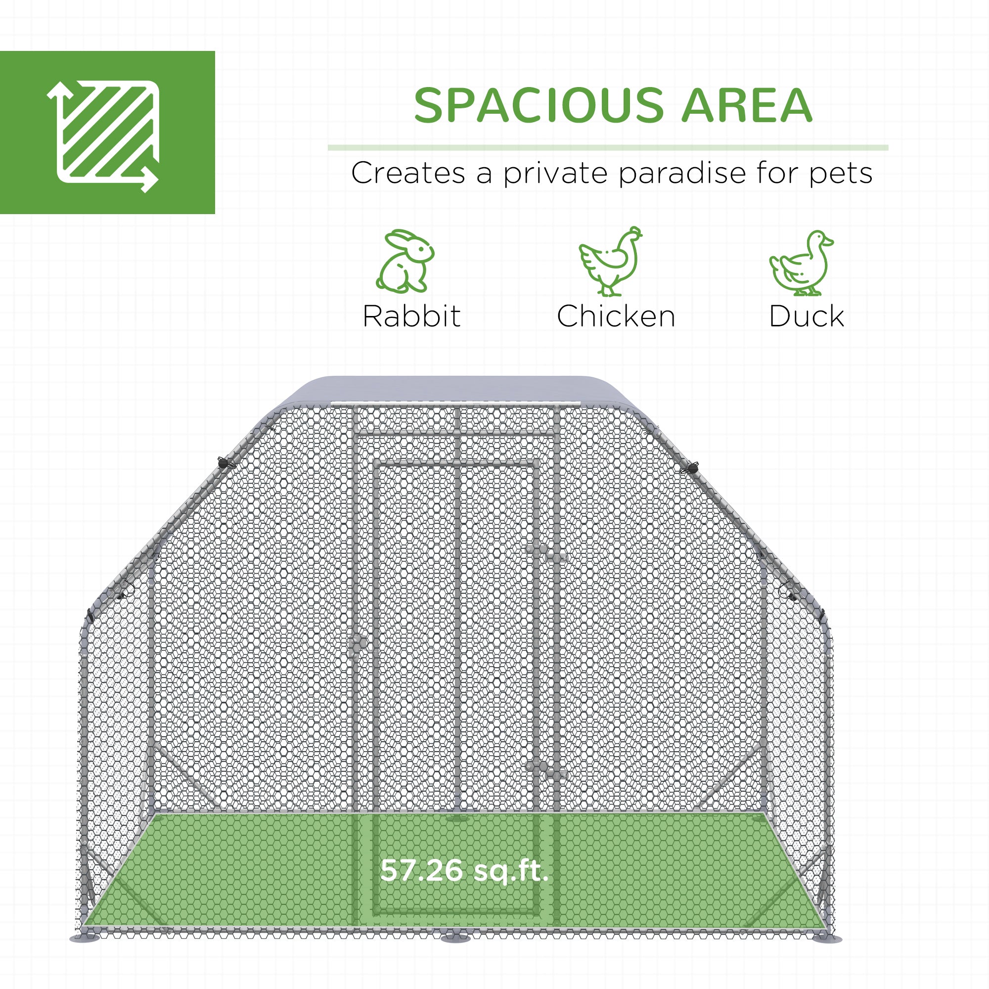 PawHut Walk in Chicken Run Chicken Coop Hen House Outdoor with Roof for 4-6 Chickens, 280 x 190 x 195cm