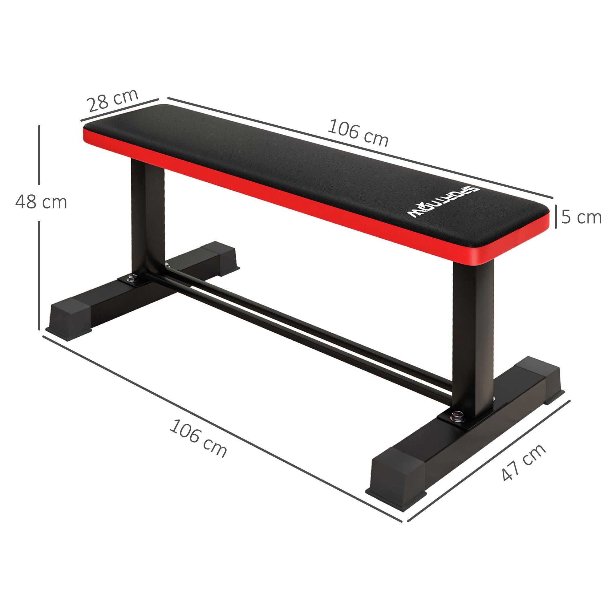 SPORTNOW Flat Weight Bench, 300KG Weight Capacity Workout Bench with Dumbbell Rack - North Peak Garden Furniture