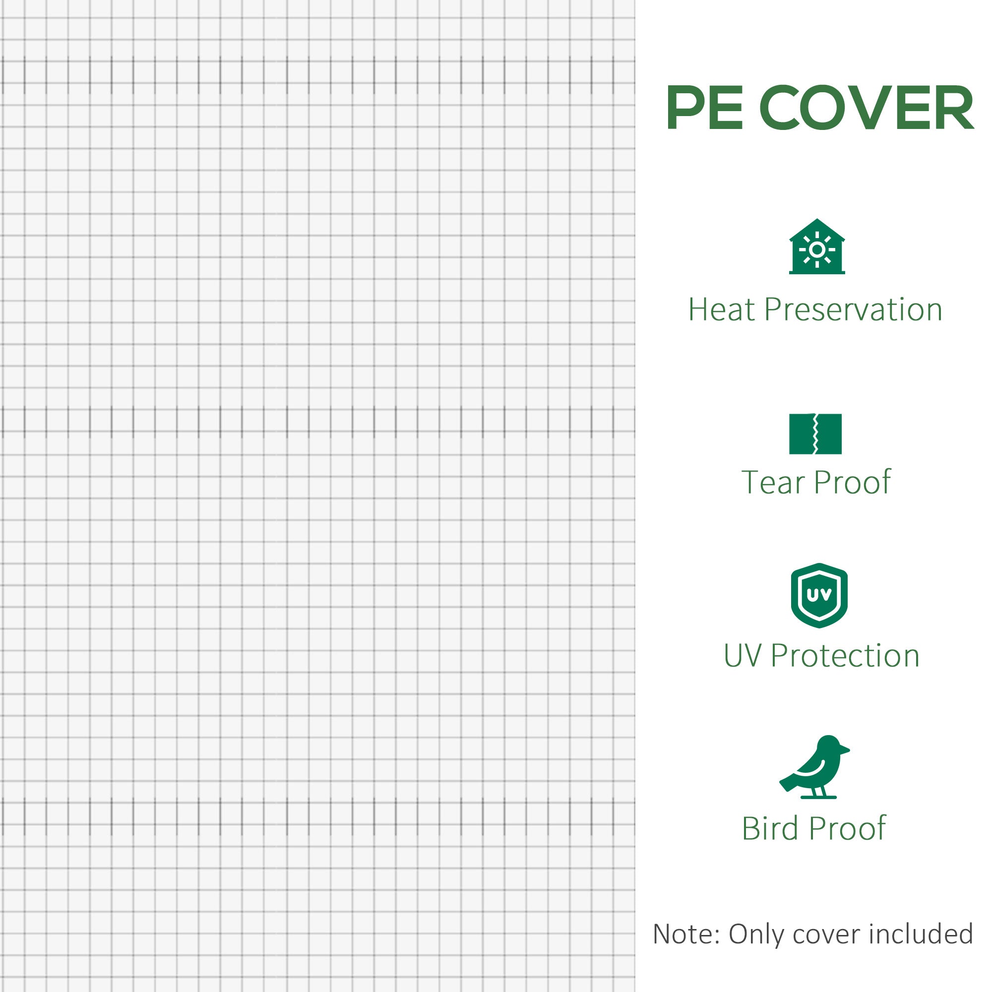 Outsunny 3 x 2 x 2m Greenhouse Replacement Cover ONLY Winter Garden Plant PE Cover for Tunnel Walk-in Greenhouse with Roll-up Windows Door Outdoor, White - North Peak Garden Furniture