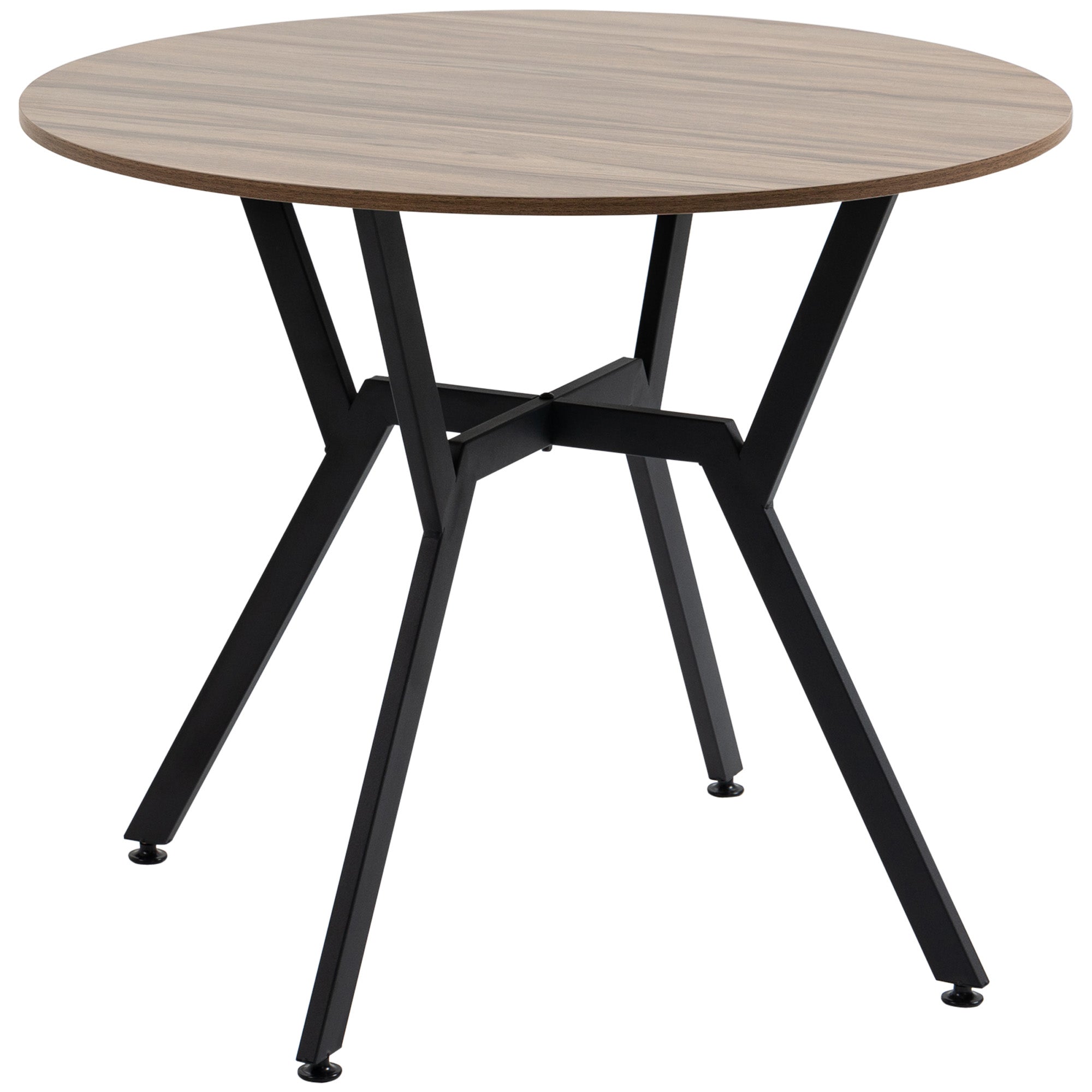 HOMCOM Dining Room Table with Black Legs Anti-slip Foot Pads for Living Room Dining Room 90 x 76 cm Brown - North Peak Garden Furniture
