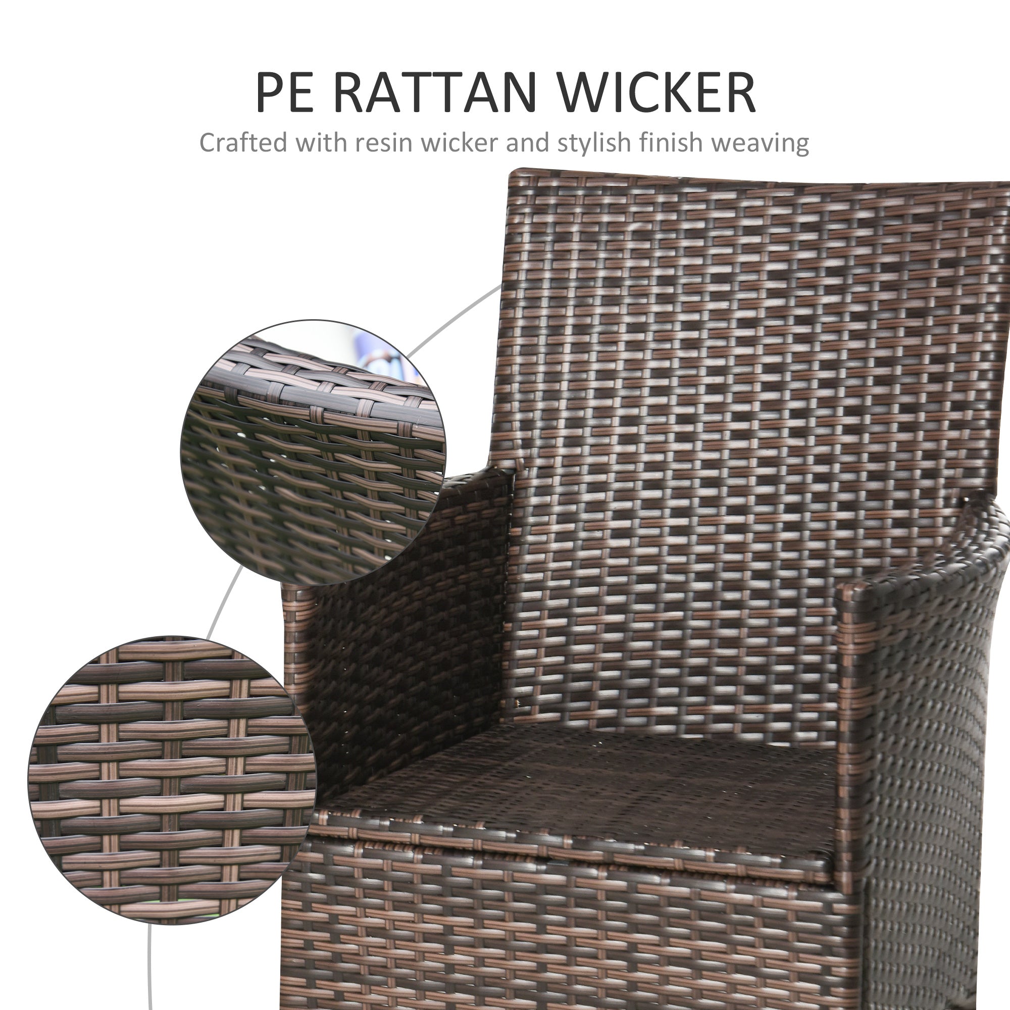 Outsunny 4 PC Rattan Chair Set, Patio Sofa Chairs Set, Cushioned Outdoor Rattan Furniture - North Peak Garden Furniture