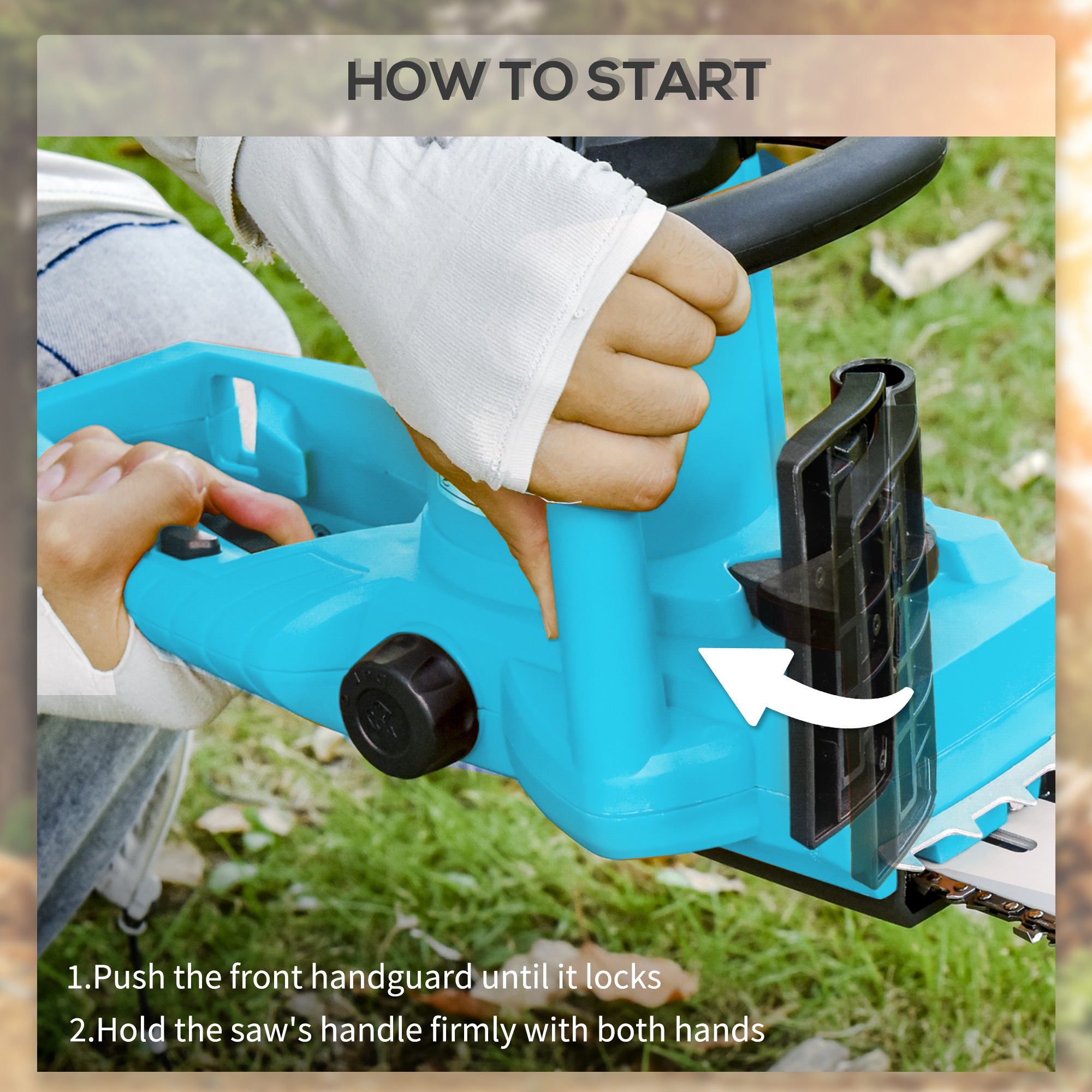 DURHAND Aluminium Chainsaw with Double Brake Protection and Blade Cover, 2000 W, 40 cm, for Wood, Trees and Branches, Blue - North Peak Garden Furniture