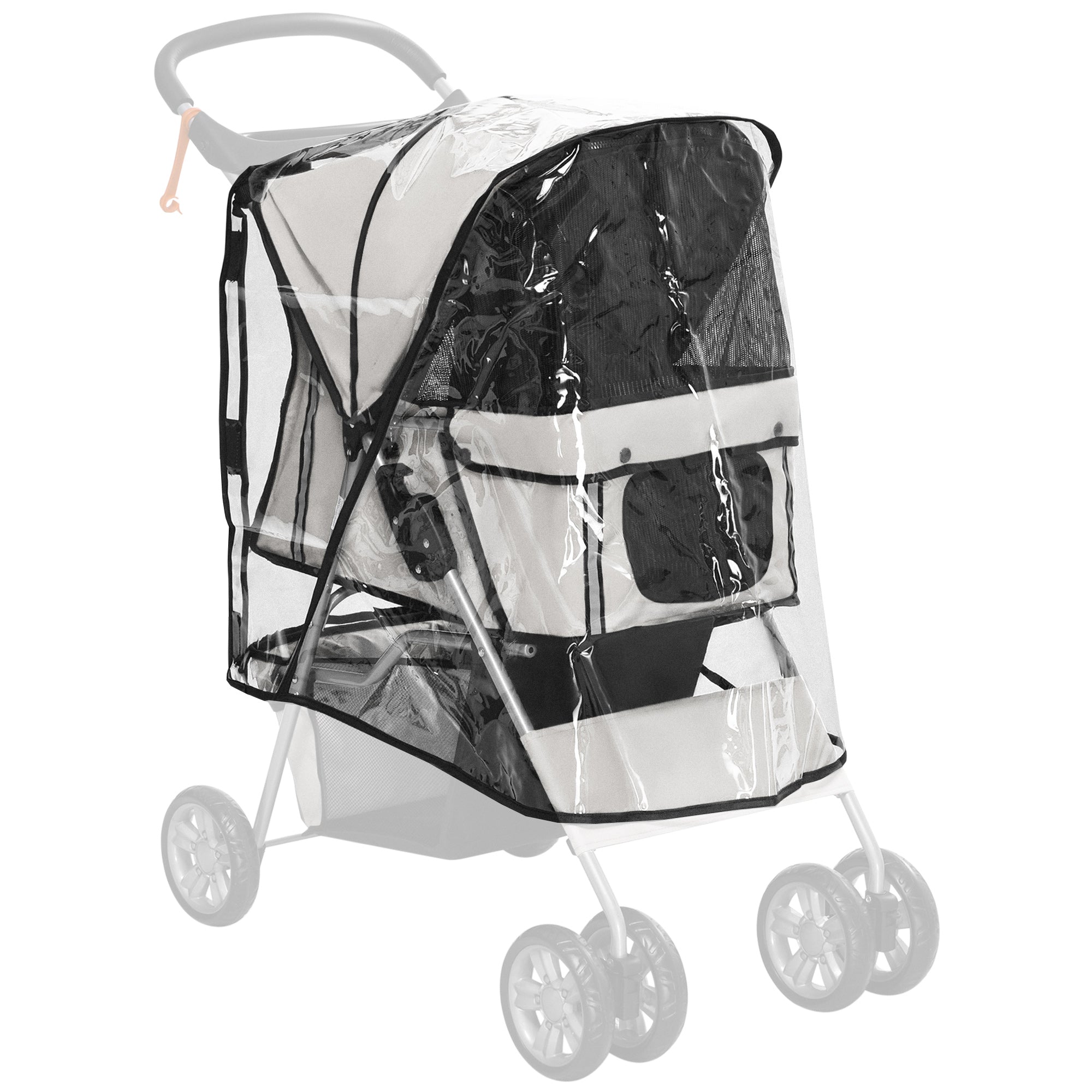 PawHut Dog Stroller Rain Cover, Cover for Dog Pram Stroller Buggy w/ Rear Side Entry - North Peak Garden Furniture
