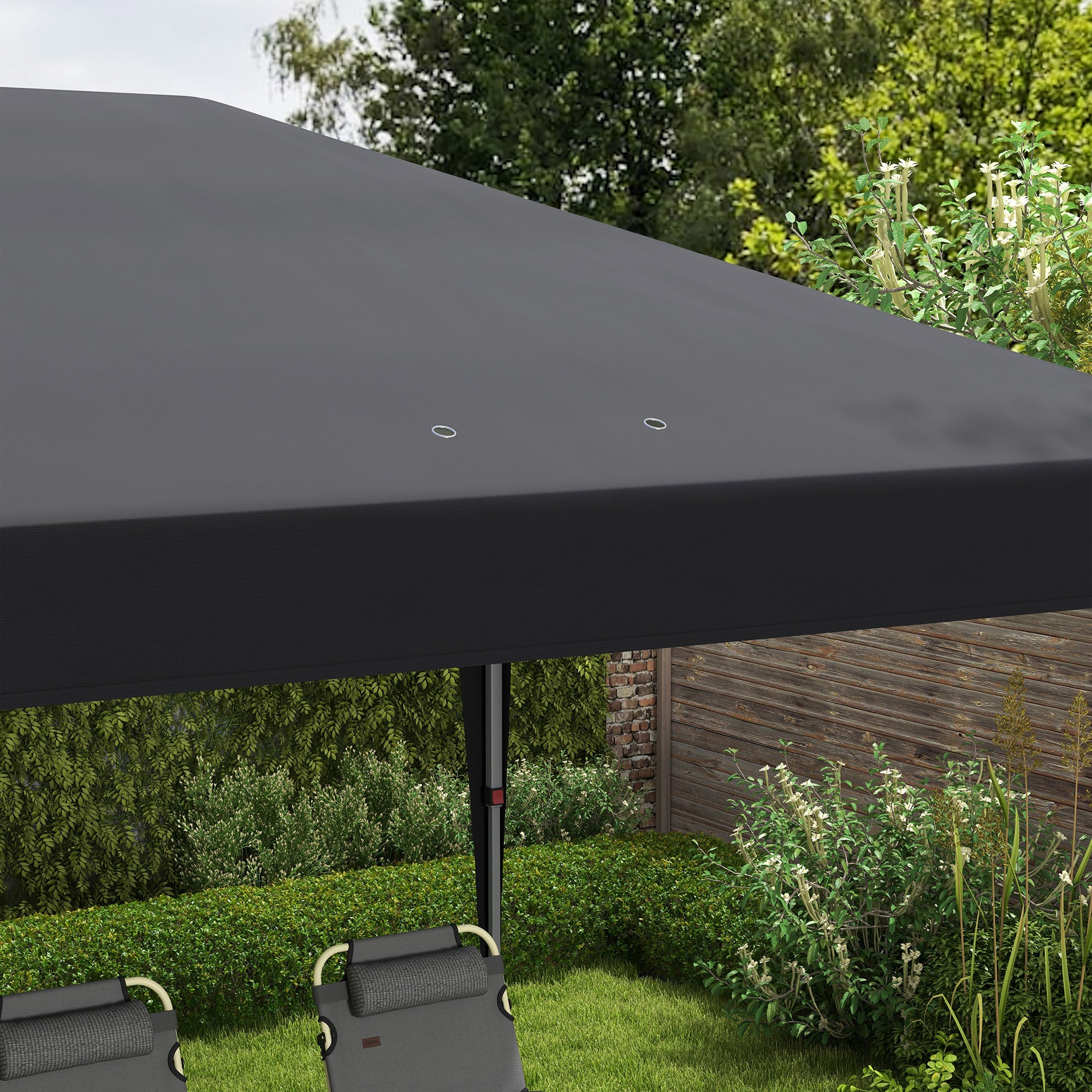Outsunny 3 x 6 m Pop Up Gazebo, Foldable Canopy Tent, Height Adjustable Wedding Awning Canopy w/ Carrying Bag, Black - North Peak Garden Furniture