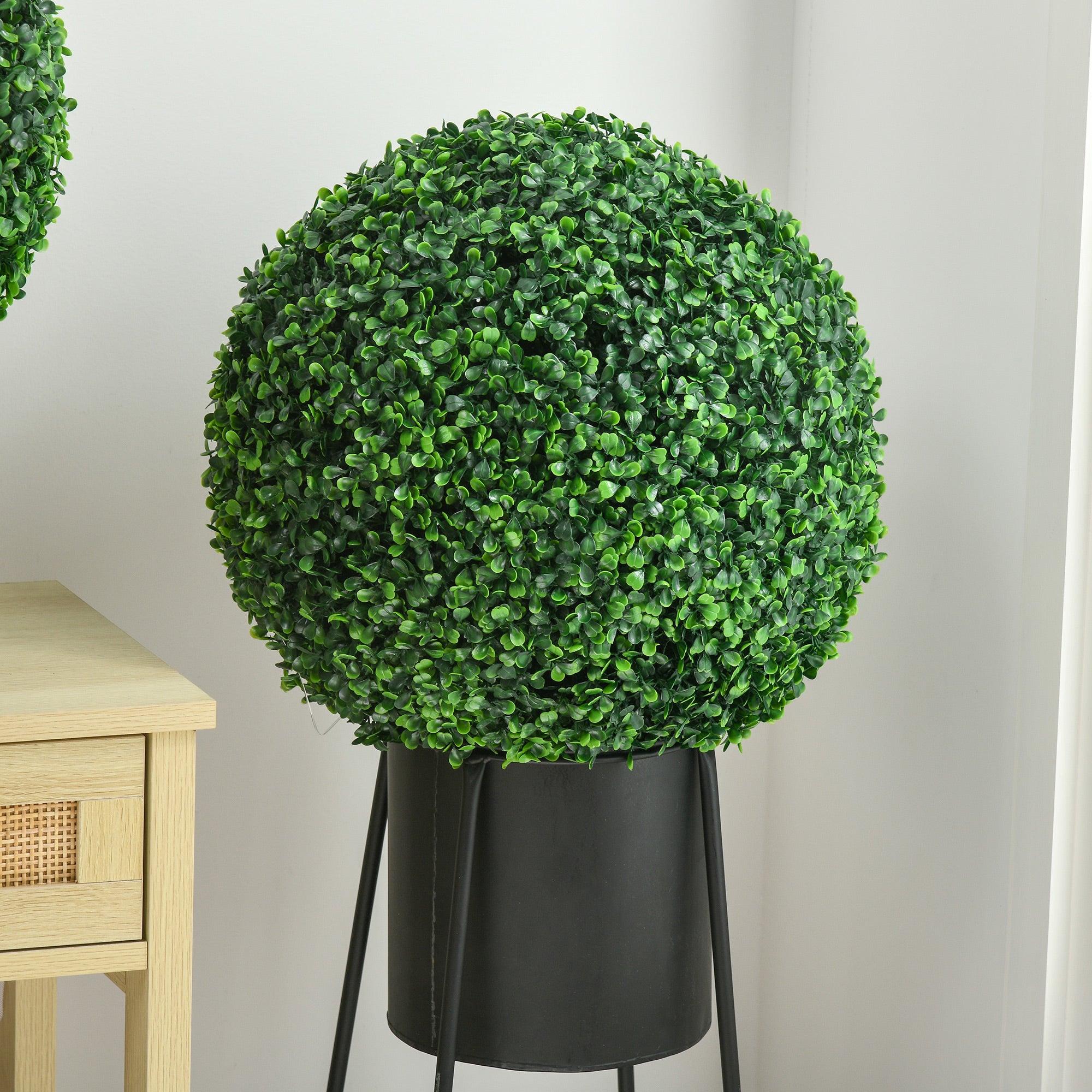 HOMCOM Set of Two Artificial Boxwood Balls Plants - Green - North Peak Garden Furniture