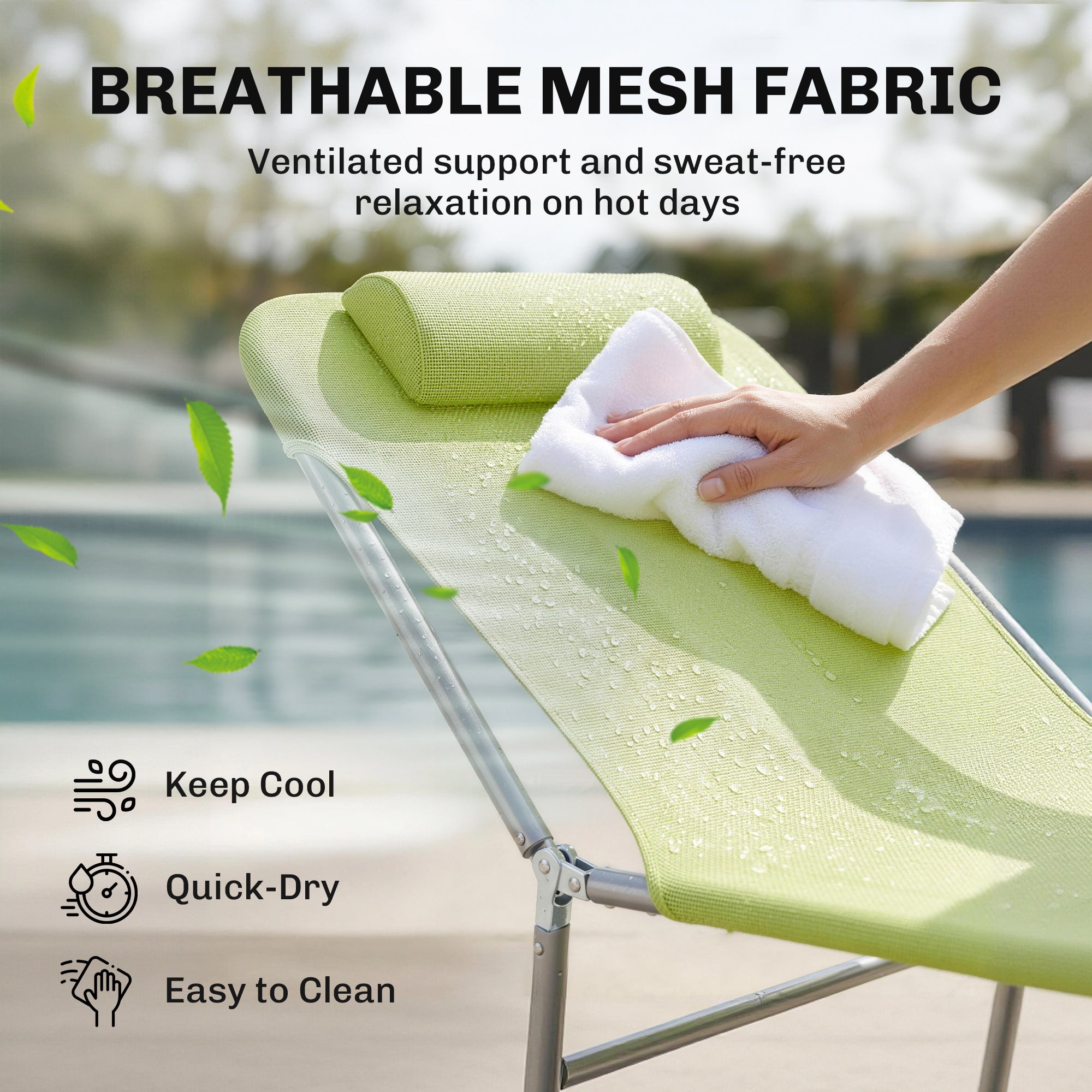 Outsunny Single Folding Sun Lounger - Green