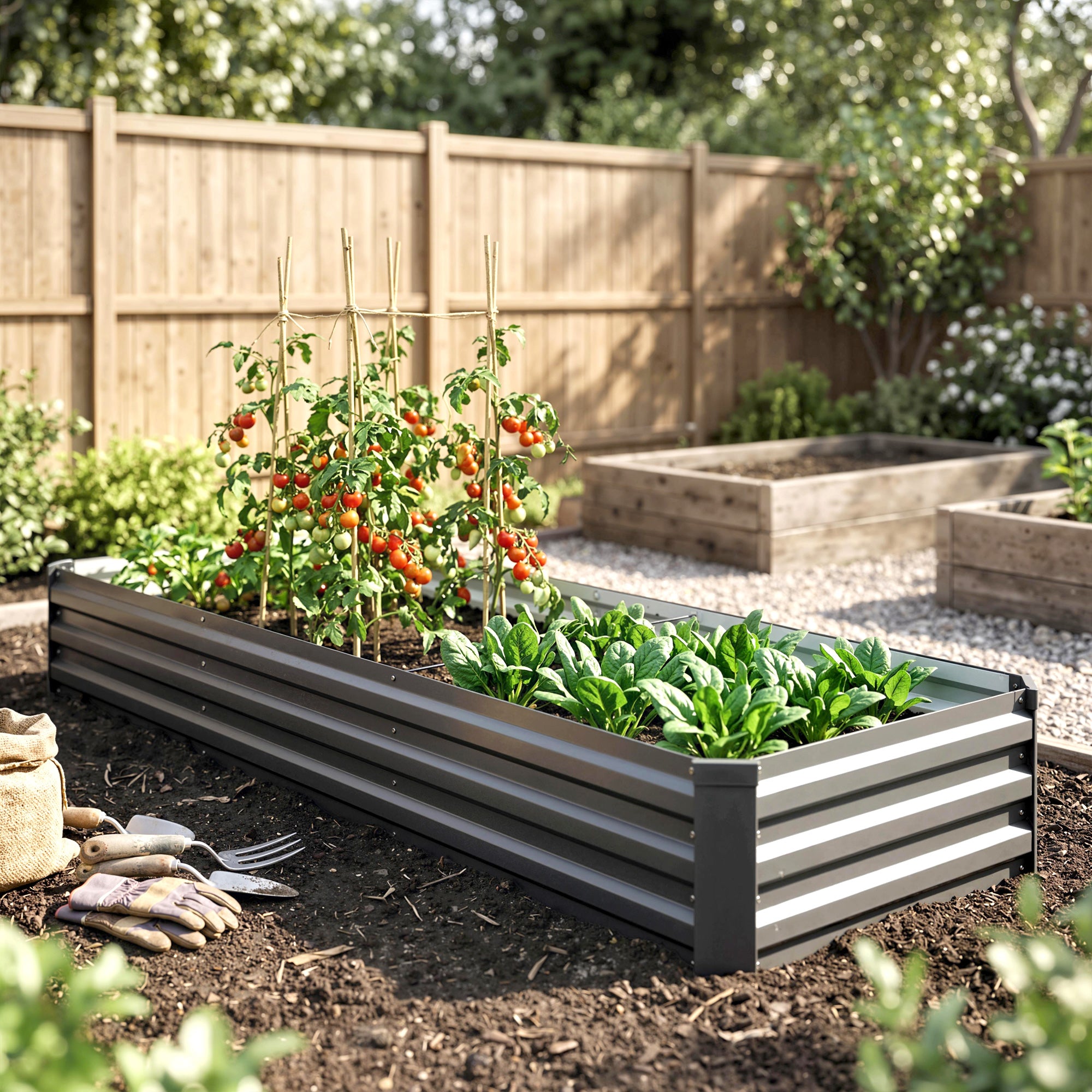 Outsunny 60 x 240cm Galvanised Steel Planter, with Open Bottom