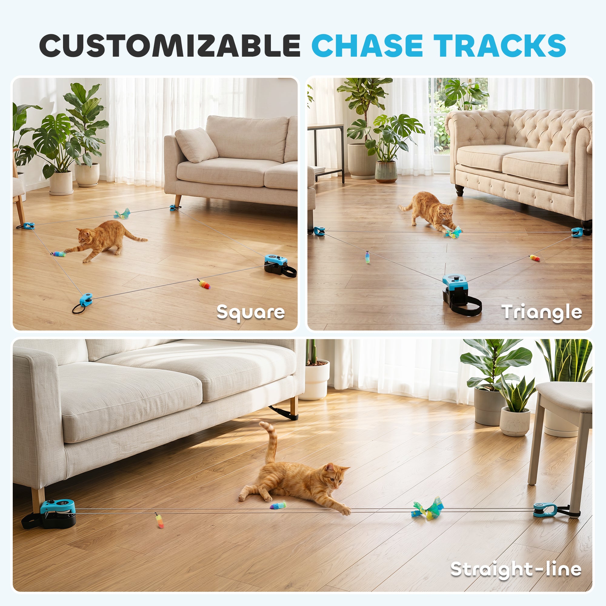 PawHut Interactive Cat Toy for Indoor Kittens & Adult with Adjustable Speed, DIY Track & Mouse Sound