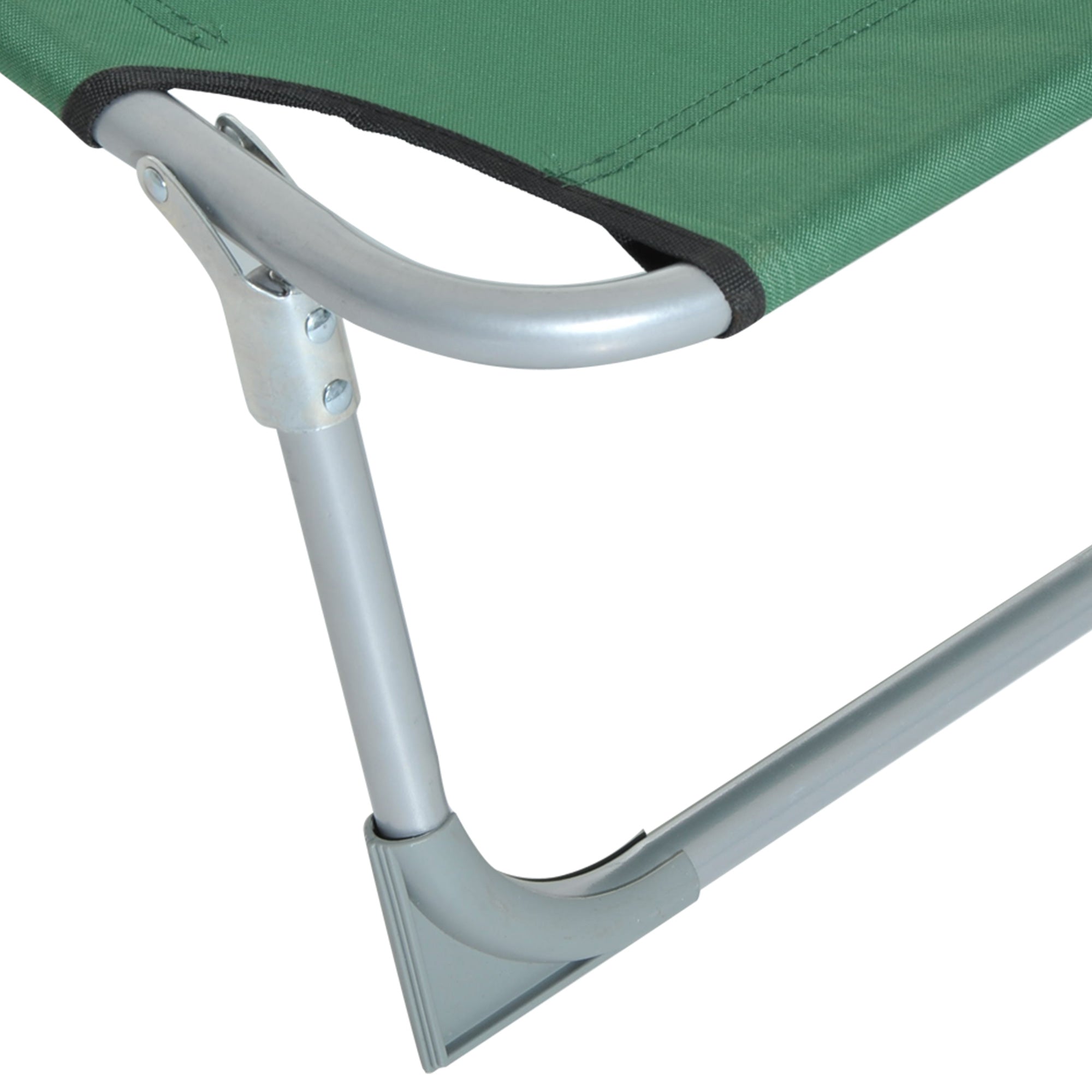 Outsunny Reclining Sun Lounger Chair Folding Camping Bed with 4-Position Adjustable Backrest, for Travel Indoor Outdoor Office Fishing, Green - North Peak Garden Furniture
