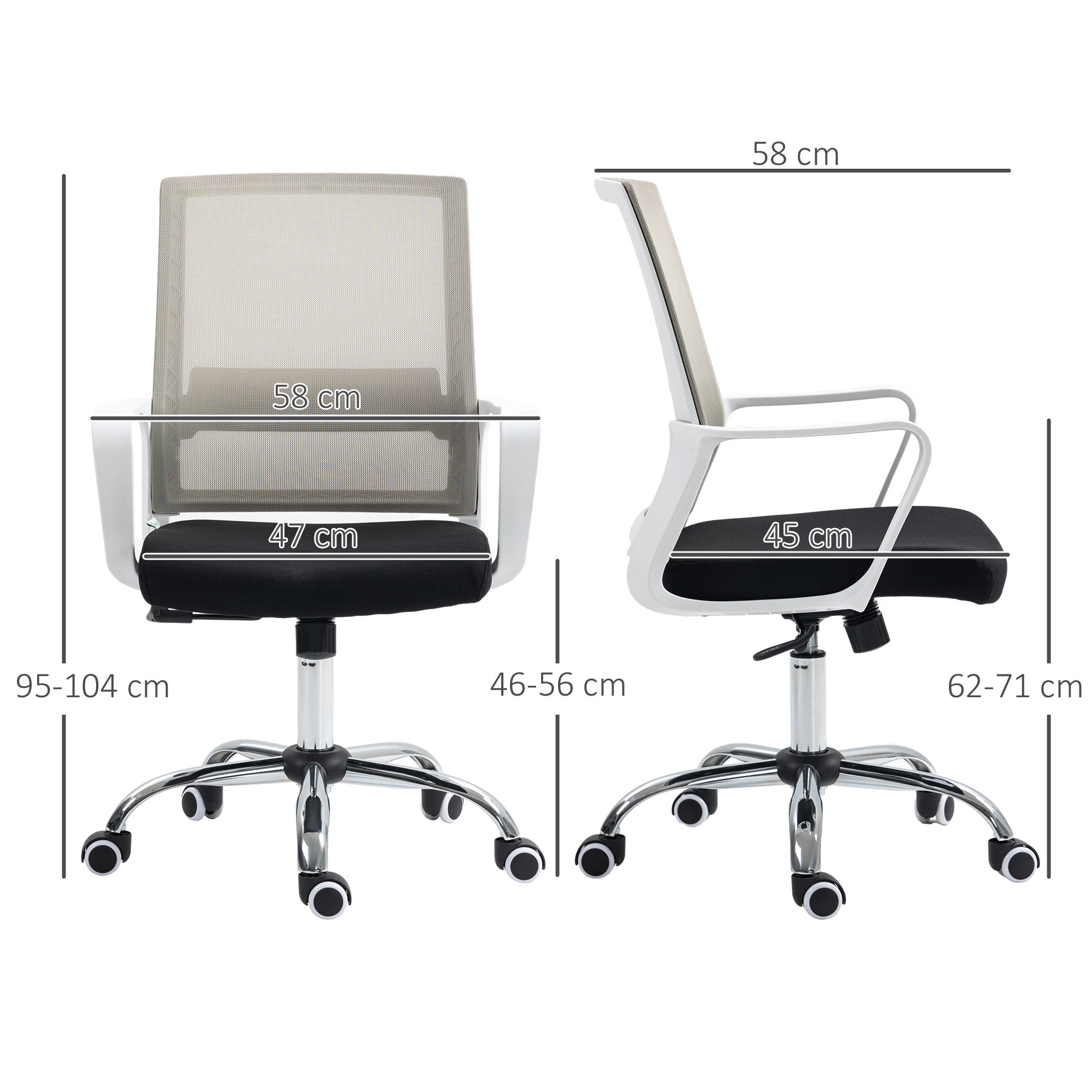 Vinsetto Ergonomic Desk Chair Mesh Office Chair with Adjustable Height Armrest and 360° Swivel Castor Wheels Black