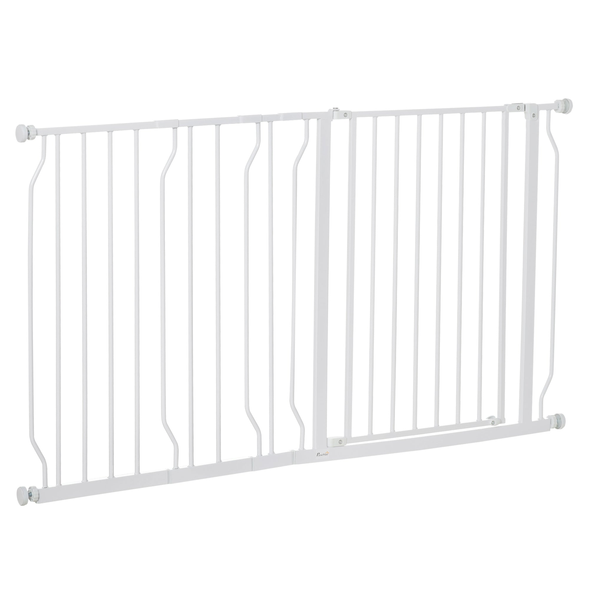 PawHut Dog Gate for Stairs Dog Gate Pet Gate with Openable Metal Frame, for Doorways, Corridors, Staircases, 75-145cm, White |