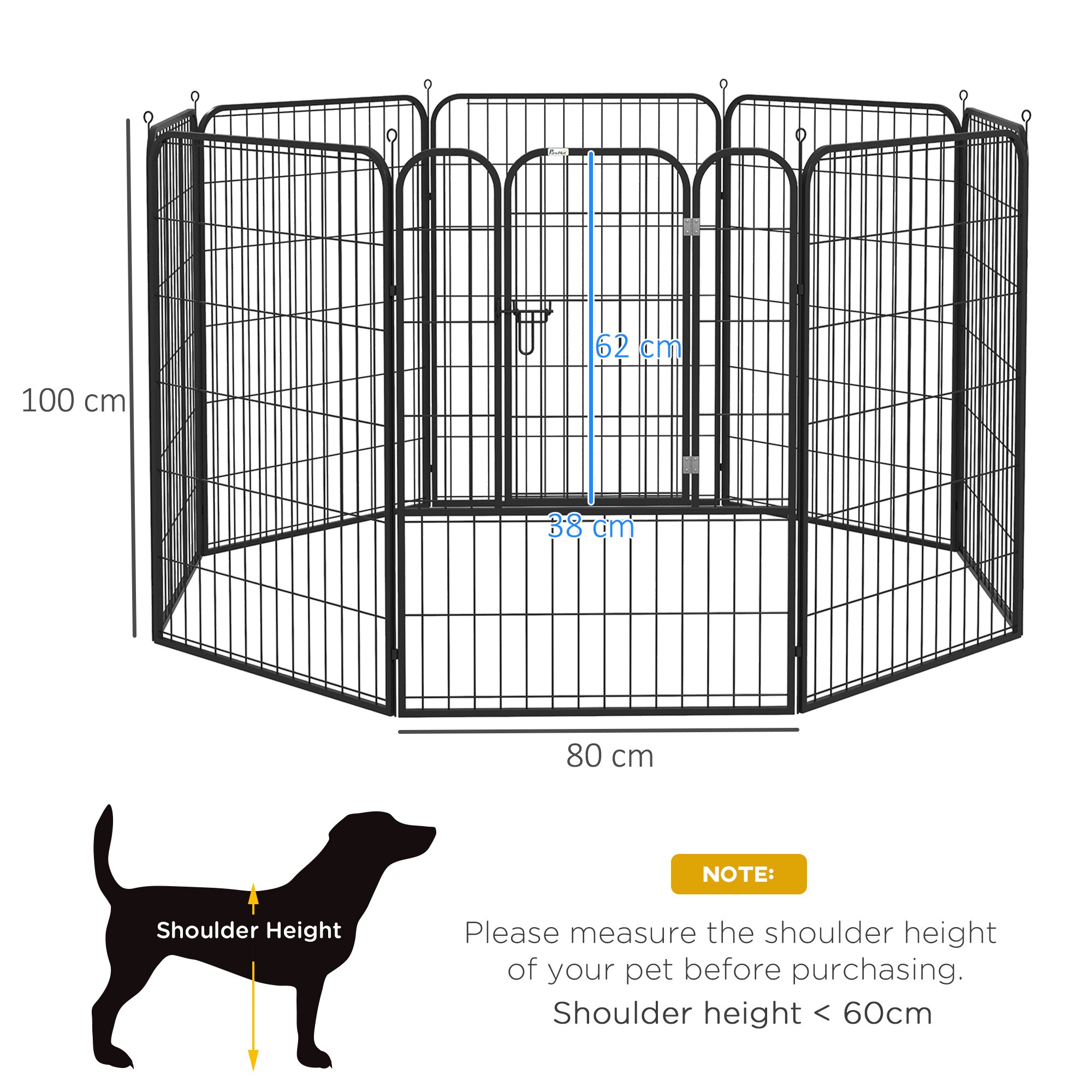 PawHut 8 Panels Heavy Duty Puppy Playpen, for Large, Medium Dogs, Indoor and Outdoor Use - Black - North Peak Garden Furniture
