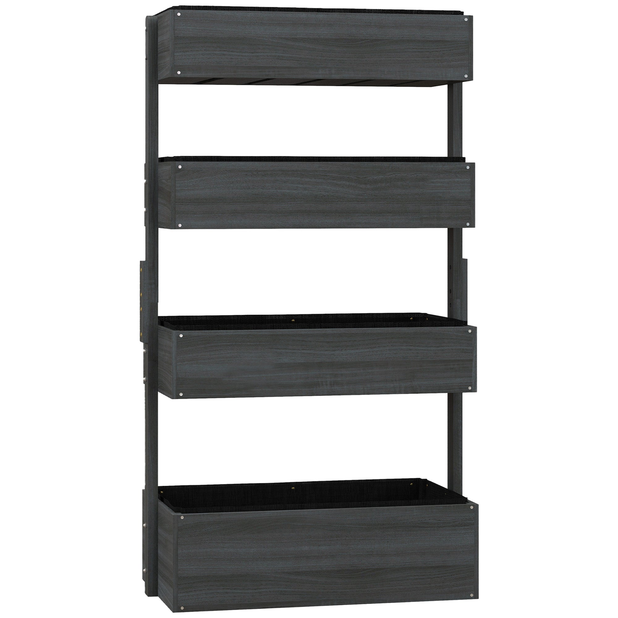 Outsunny Four-Tier Basket Wooden Plant Stand - Grey - North Peak Garden Furniture