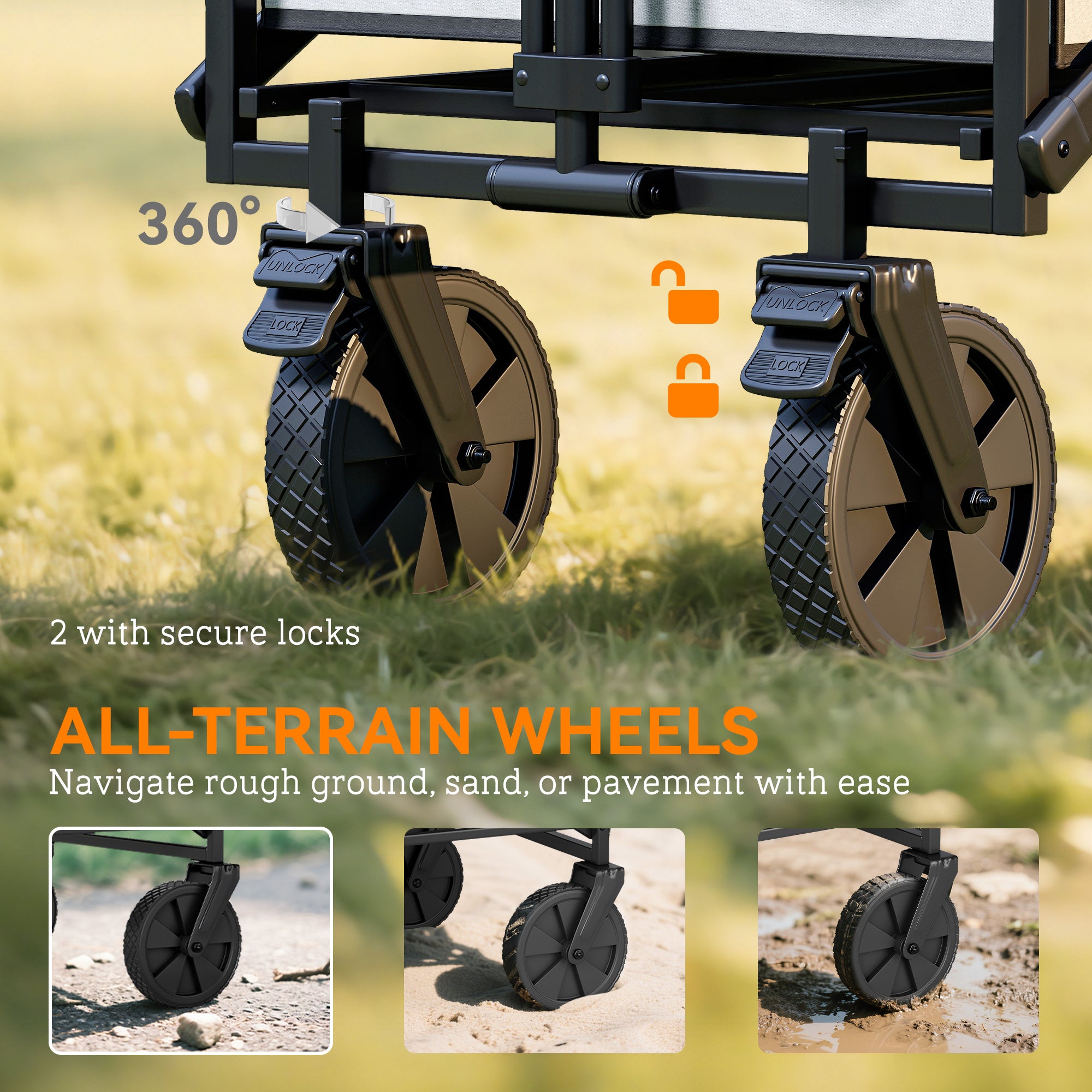 Outsunny Folding Pull Along Cart Cargo Wagon Trolley with Telescopic Handle - Dark Grey - North Peak Garden Furniture
