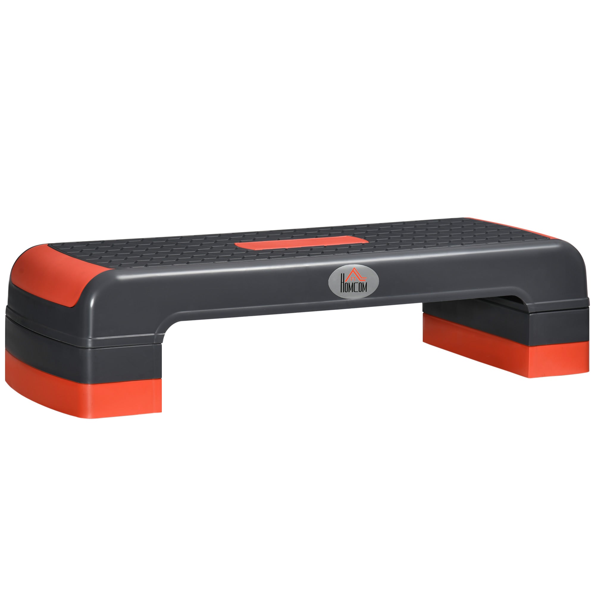 HOMCOM Aerobic Step, 10cm, 15cm & 20cm Height Adjustable Exercise Stepper for Exercise Workout, Nonslip Step Board Great for Home & Office, Grey and Red - North Peak Garden Furniture