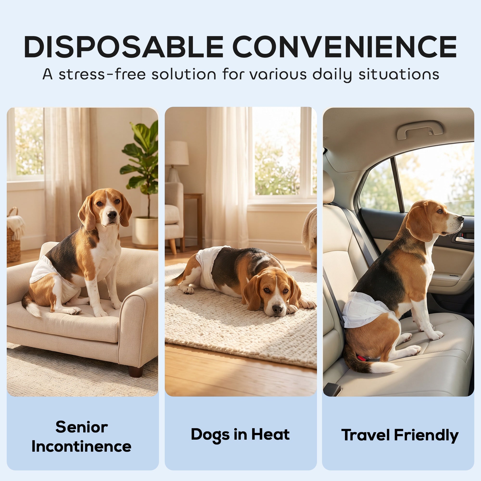 PawHut Dog Diapers Super Absorbent Leak-Proof Dog Nappies for Male Dogs Size M 45-64 cm Waist