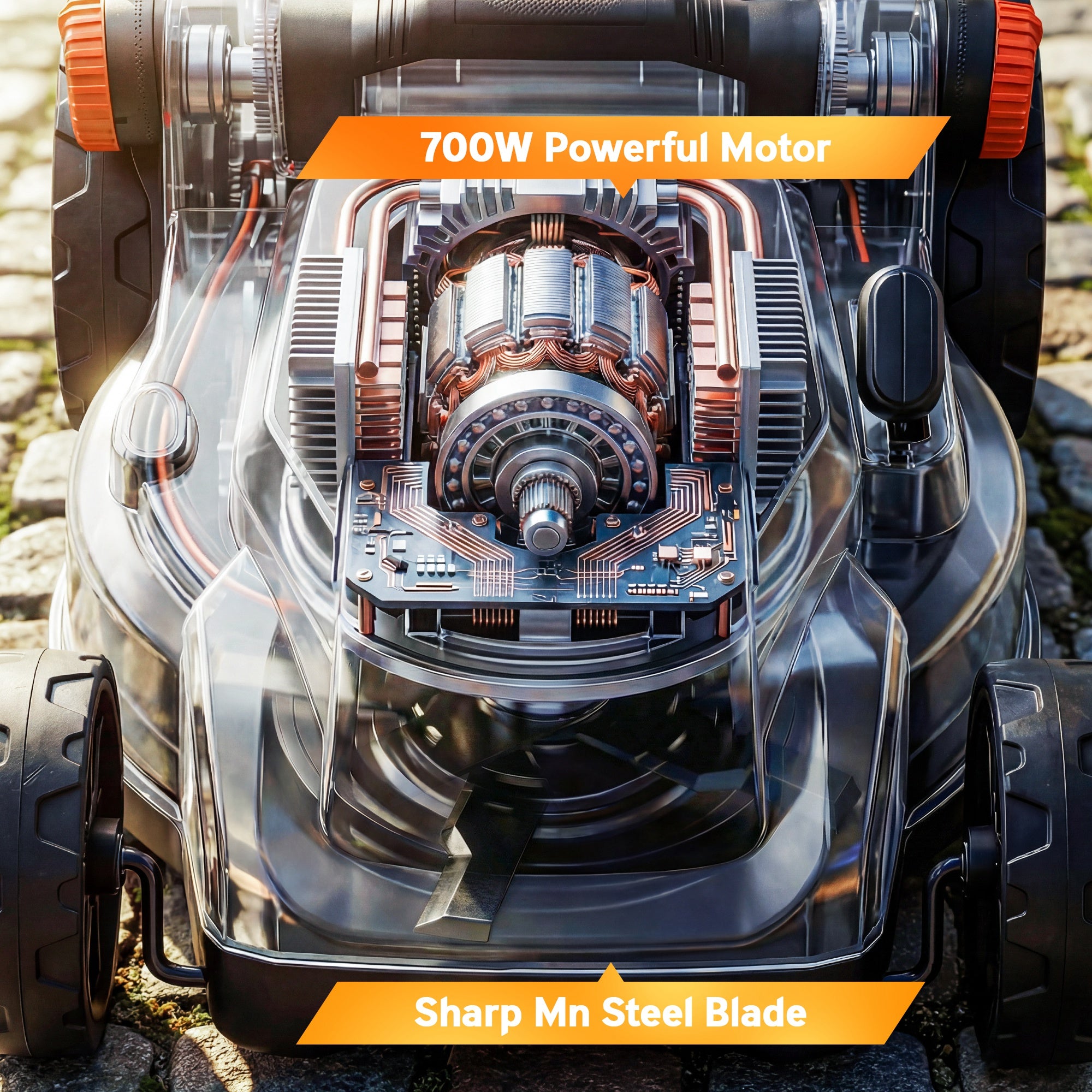 Outsunny 18V Cordless Lawnmower with 2 x 4Ah Batteries, Battery Lawn Mower with 34cm Cutting Width, Mulching Feature