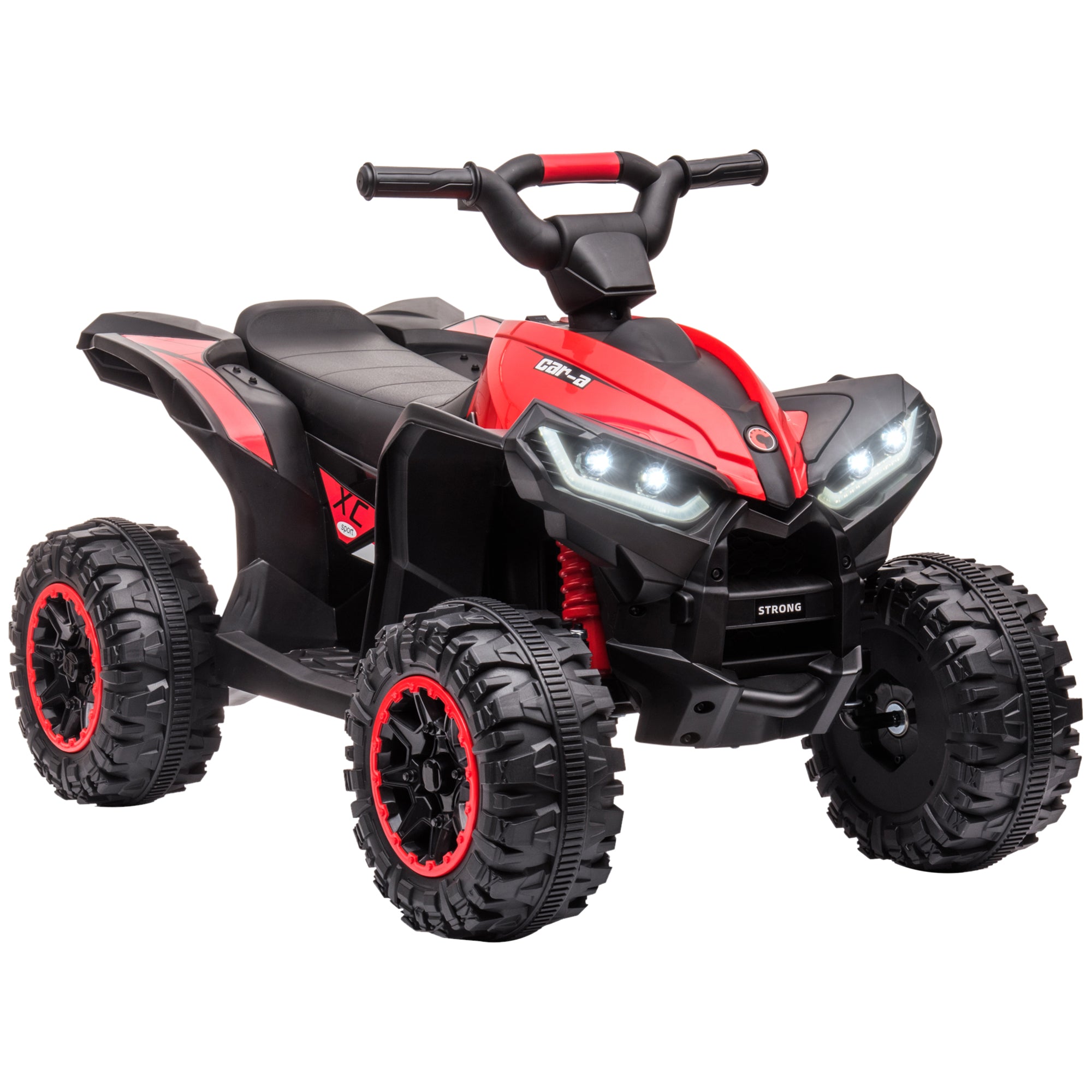 HOMCOM 12V Ride-On Quad Bike w/ Music, Horn, for Ages 3-5 Years - Red - North Peak Garden Furniture