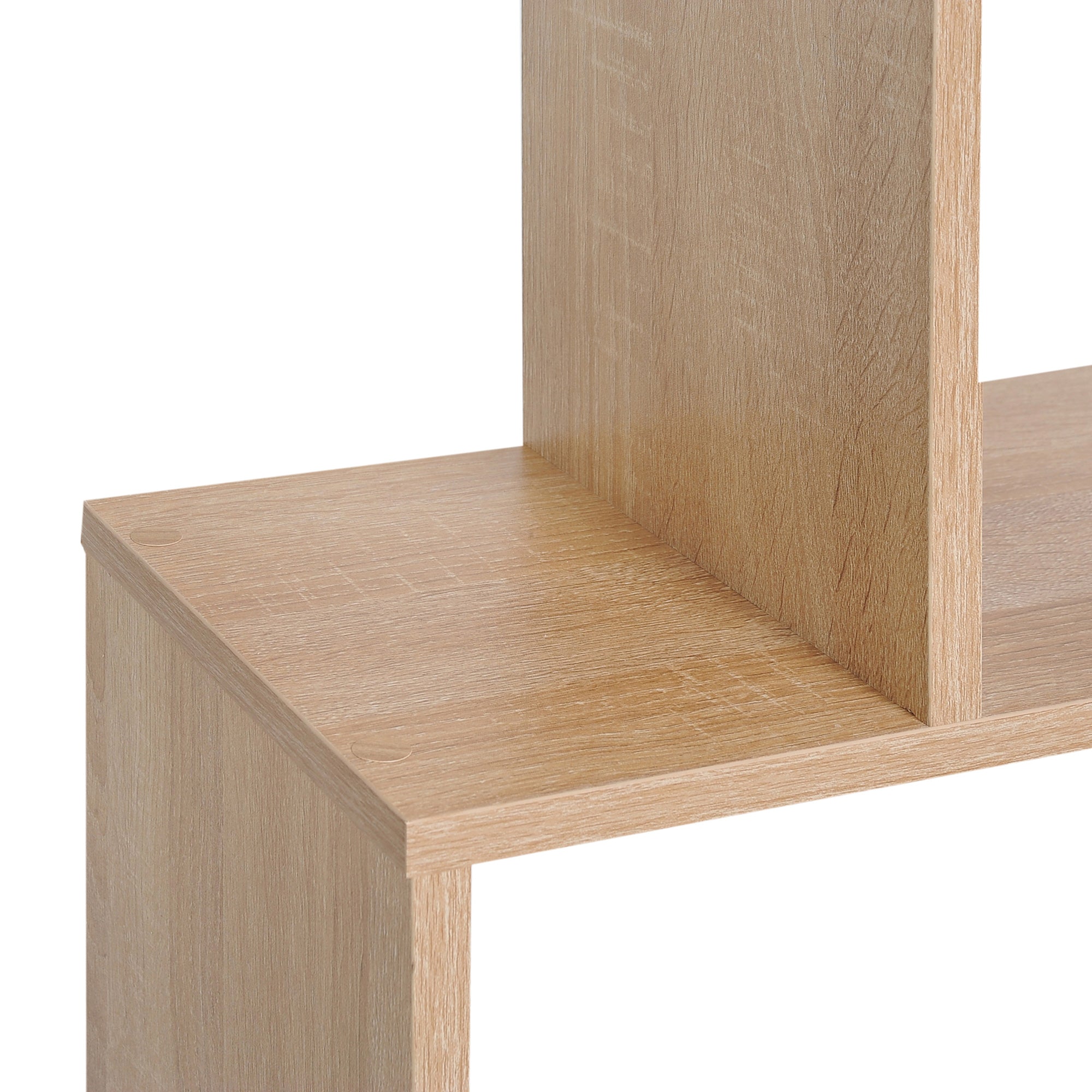 HOMCOM Wooden Wood S Shape Storage Display 6 Shelves Room Divider Unit Chest Bookshelf Bookcase Cupboard Cabinet Home Office Furniture (Oak) - North Peak Garden Furniture