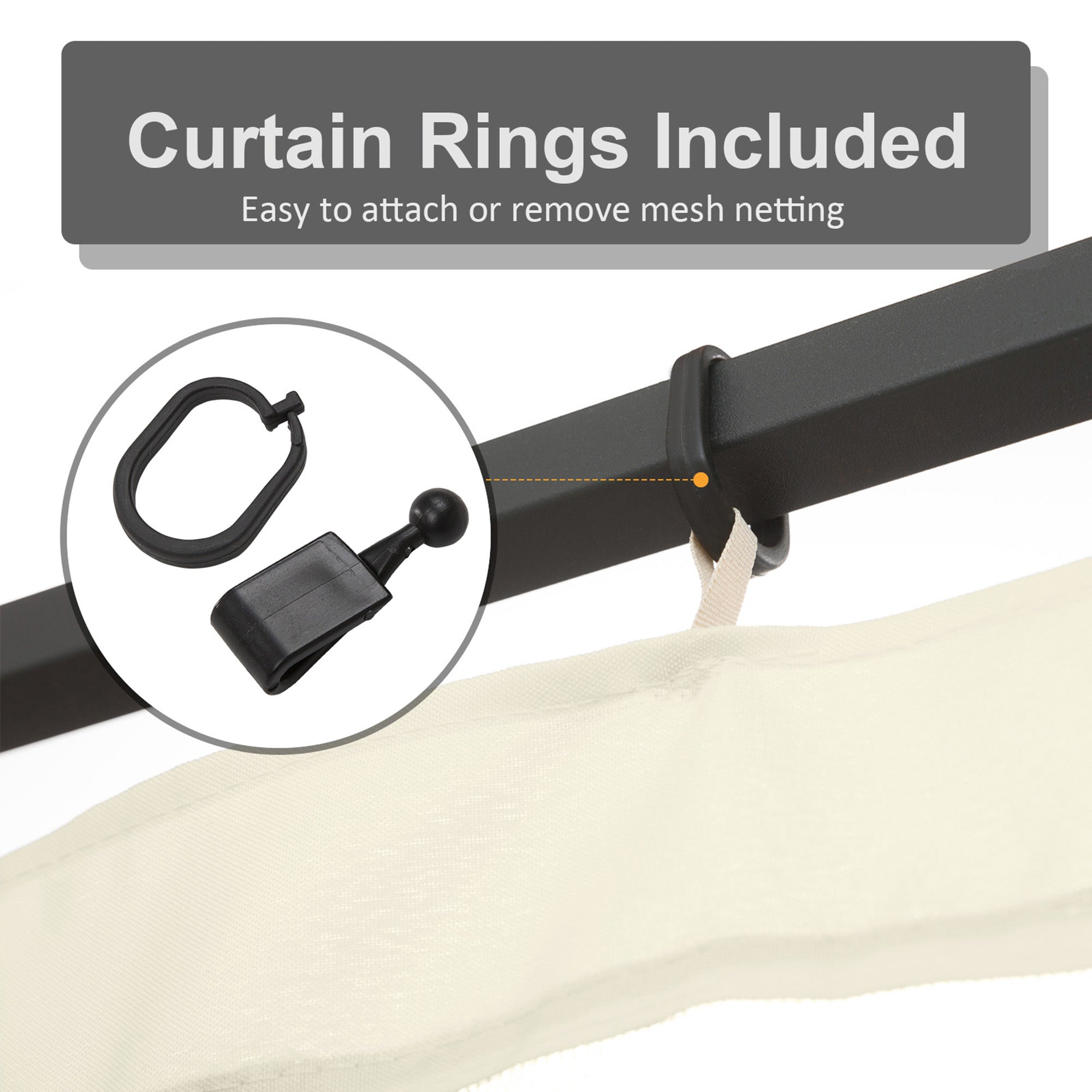 Outsunny 352 x 207cm Universal Replacement Mesh Sidewall Netting for Patio Gazebos and Canopy Tents, (Sidewall Only) Beige - North Peak Garden Furniture