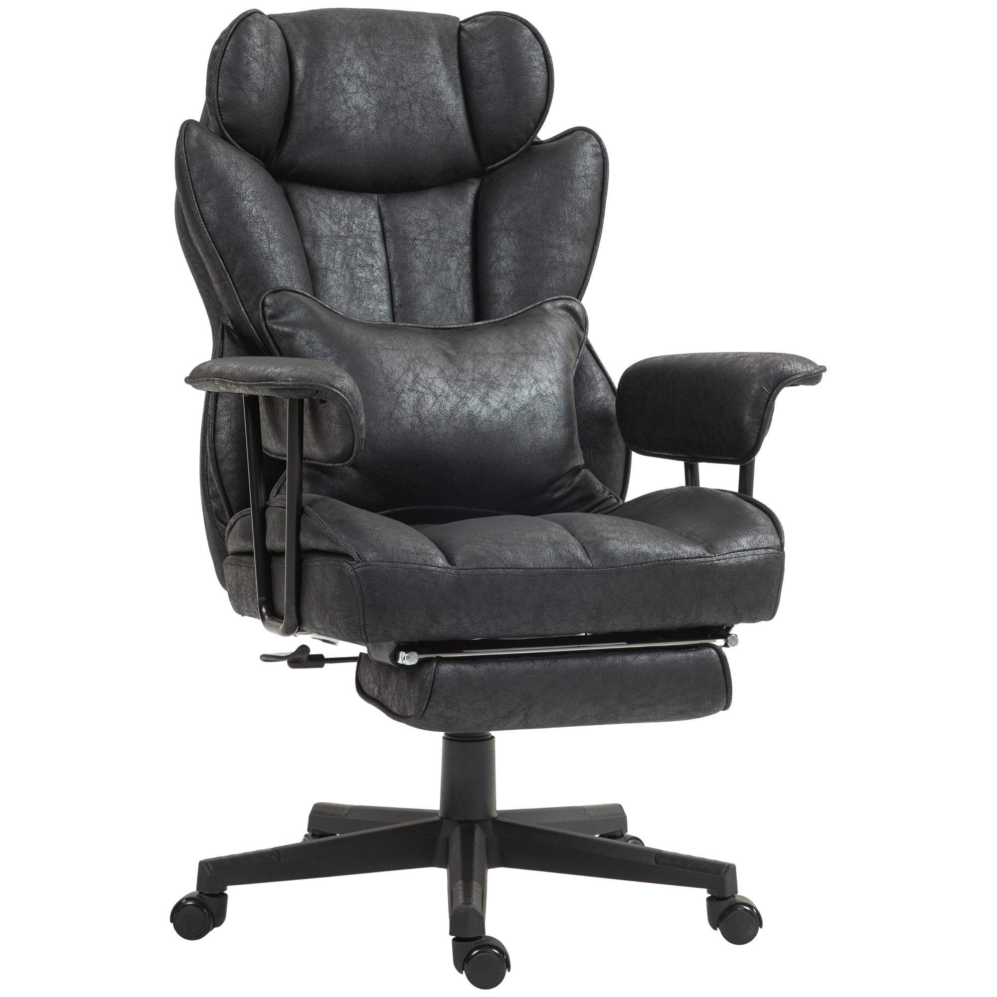 HOMCOM Executive Office Chair, Ergonomic Desk Chair with Foot Rest, Lumbar Support, Reclining Function and Wide Seat, Black