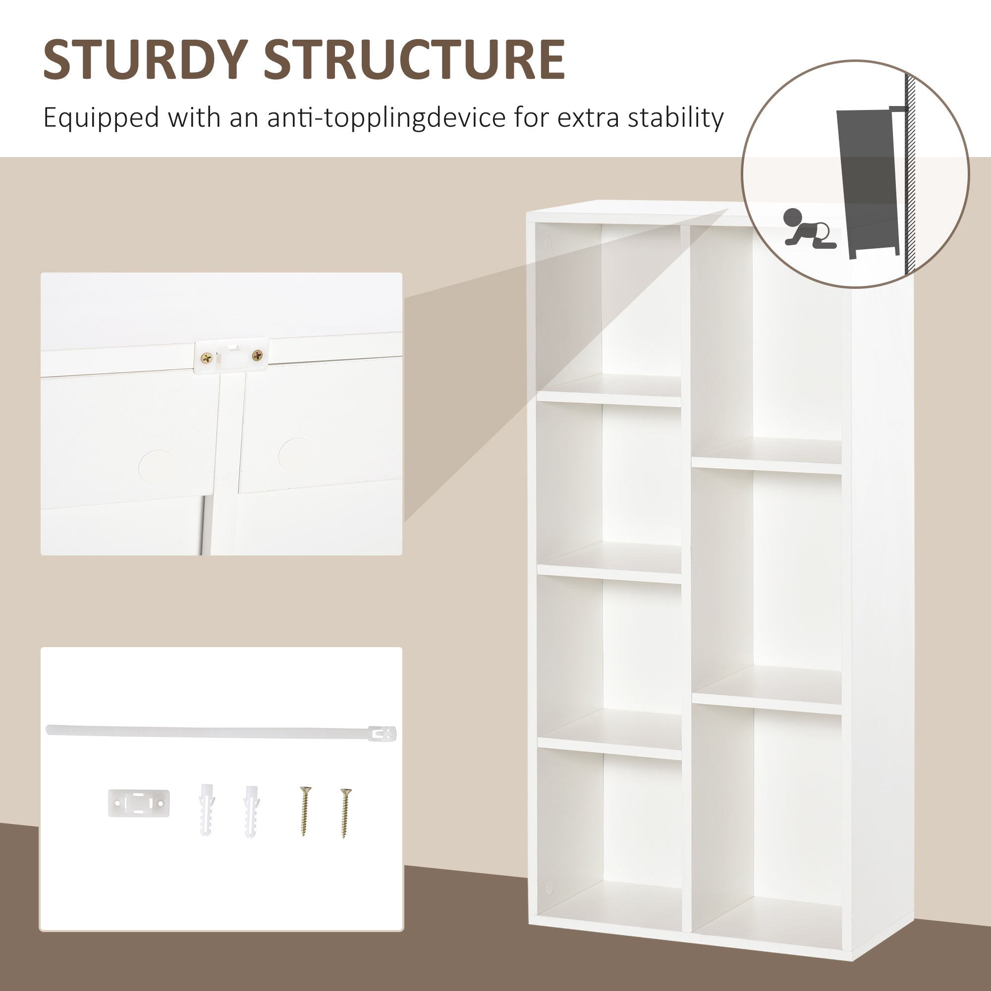 HOMCOM Seven-Cube Bookcase - White Wood Effect - North Peak Garden Furniture